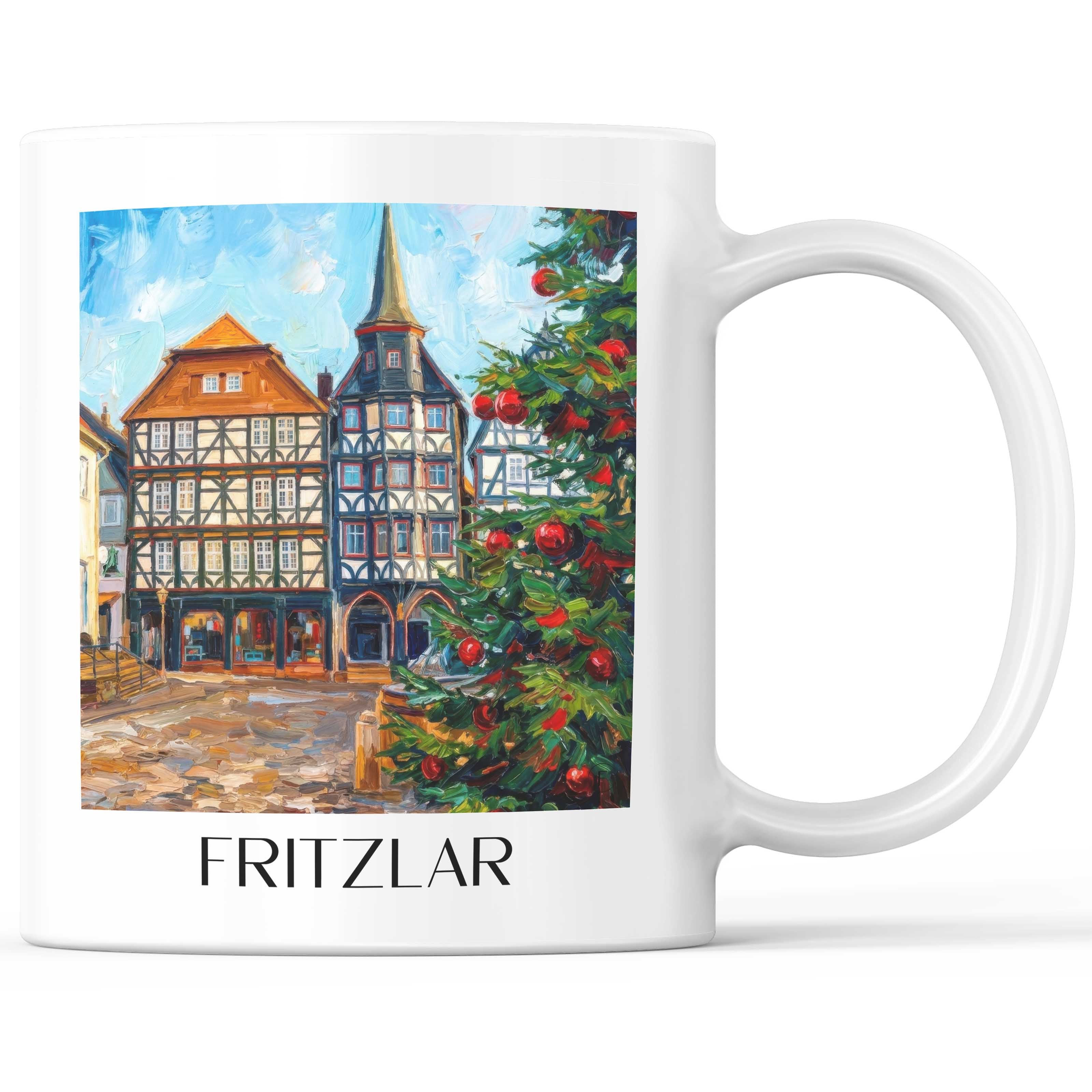 Fritzlar Kaffeebecher - Hessen - Deutschland Becher - Kaffeetasse im Ölgemälde Stil
