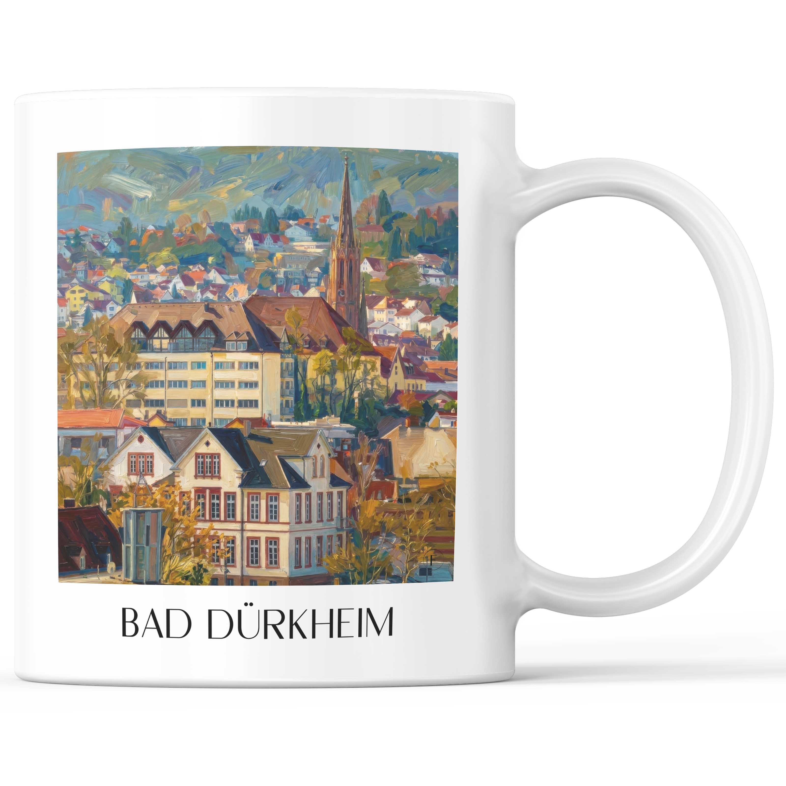 Bad Dürkheim Kaffeebecher - Rheinland-Pfalz - Deutschland Becher - Kaffeetasse im Ölgemälde Stil