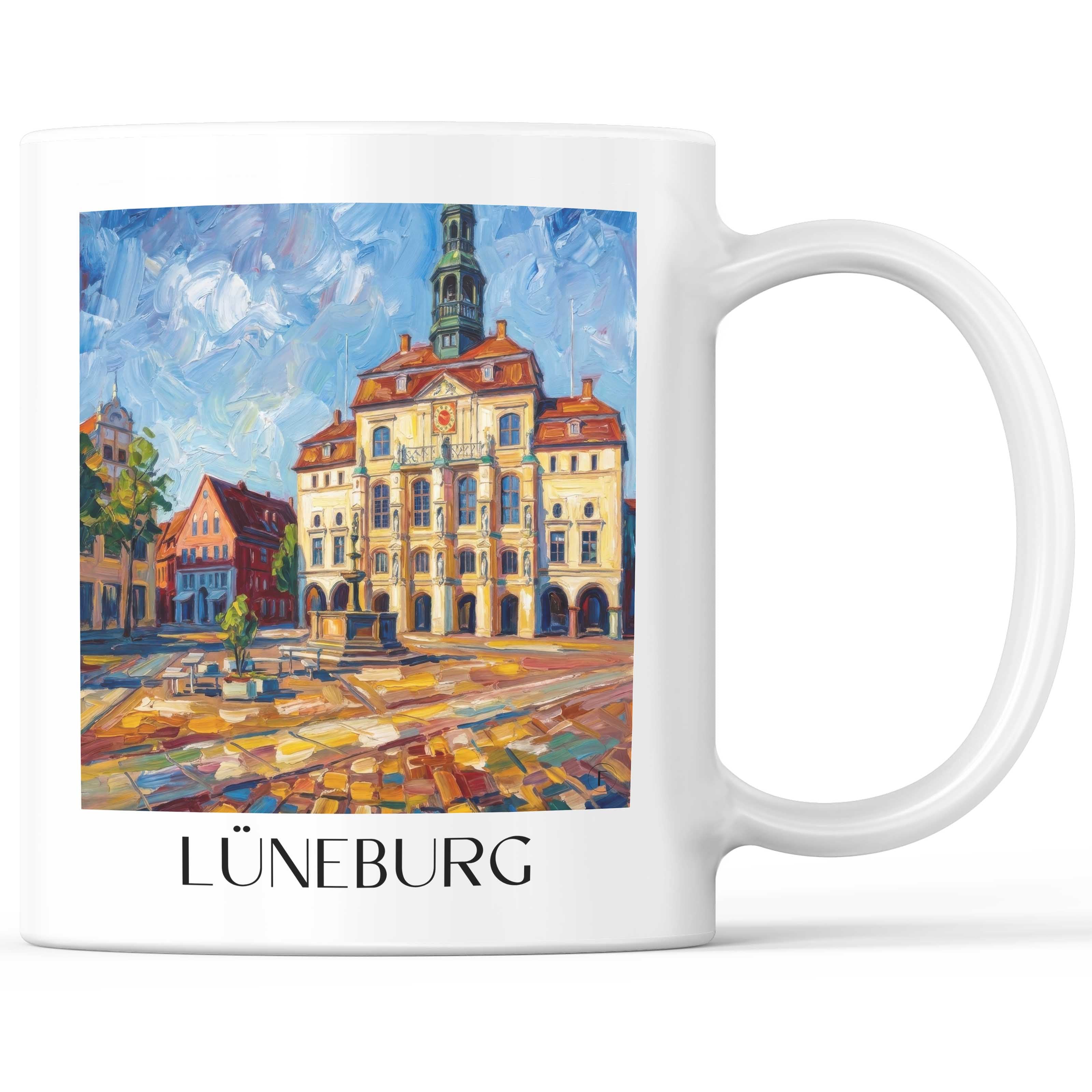 Lüneburg Kaffeebecher - Niedersachsen - Deutschland Becher - Kaffeetasse im Ölgemälde Stil