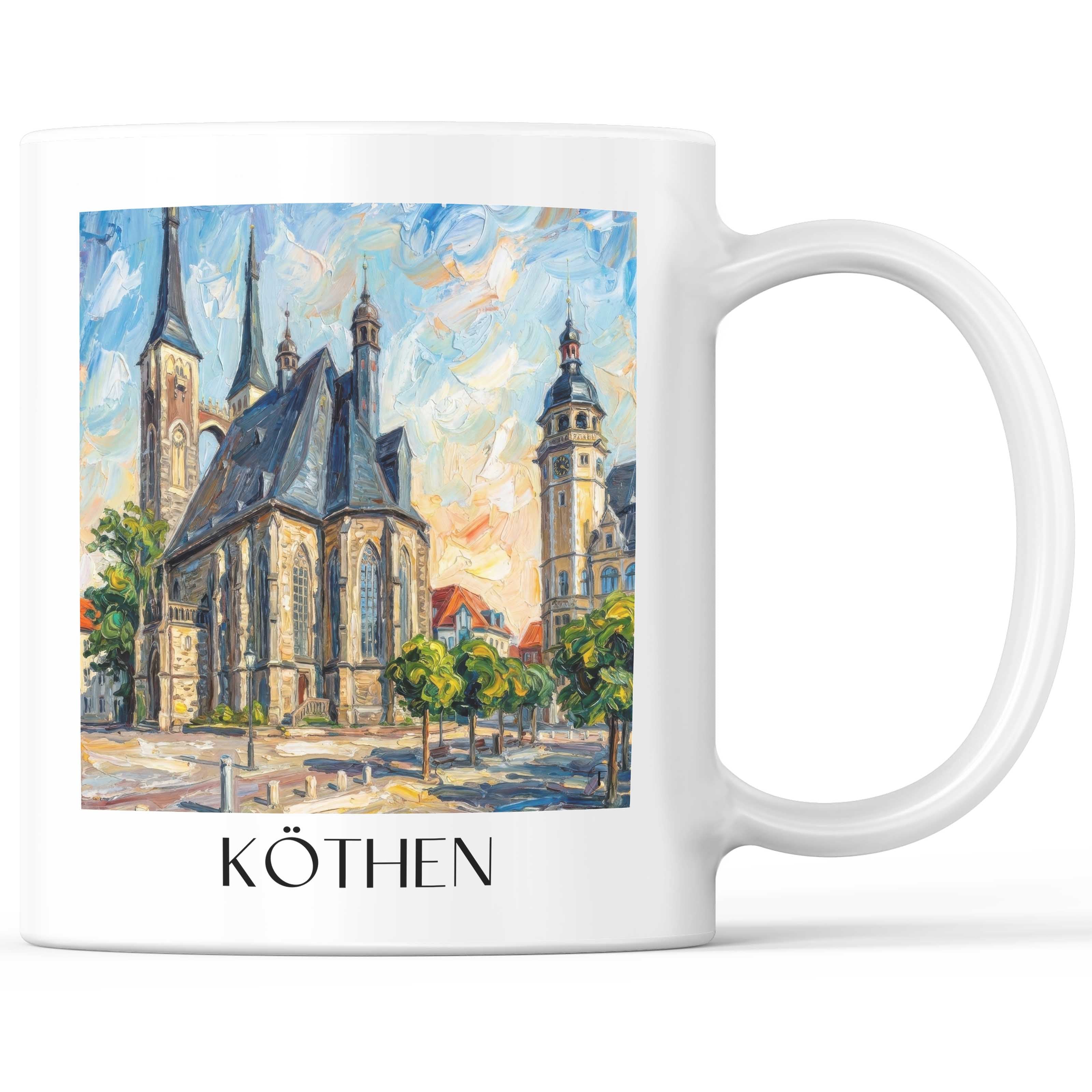 Köthen Kaffeebecher - Sachsen-Anhalt - Deutschland Becher - Kaffeetasse im Ölgemälde Stil
