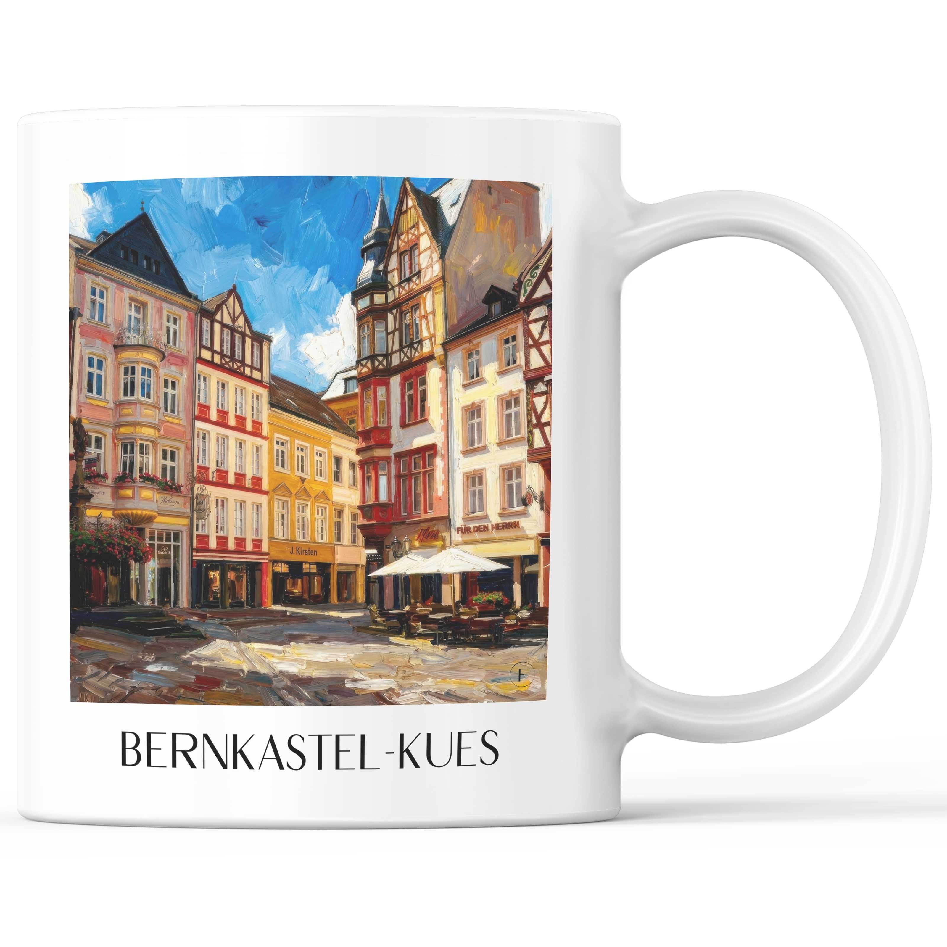 Bernkastel-Kues Kaffeebecher - Rheinland-Pfalz - Deutschland Becher - Kaffeetasse im Ölgemälde Stil