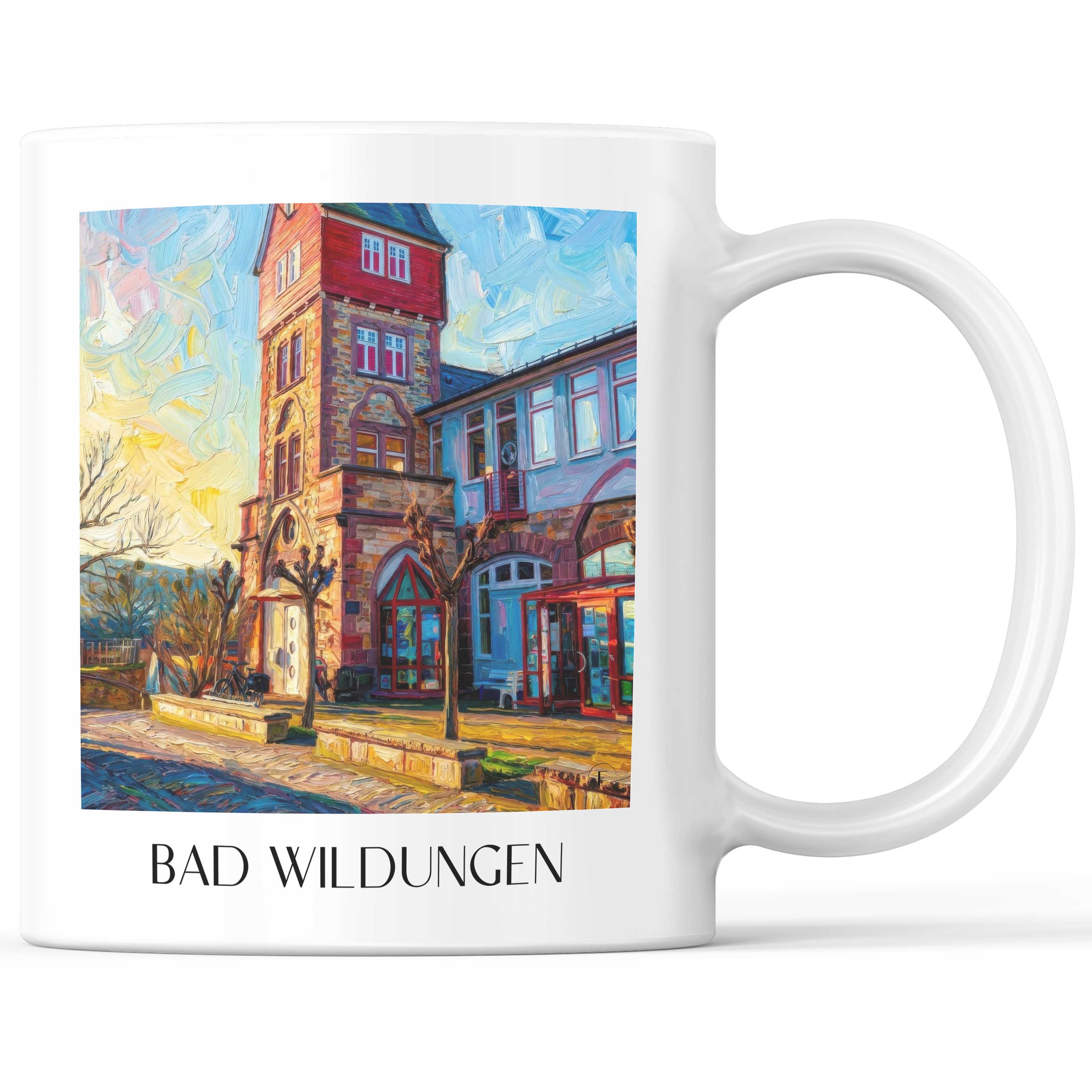 Bad Wildungen Kaffeebecher - Hessen - Deutschland Becher - Kaffeetasse im Ölgemälde Stil