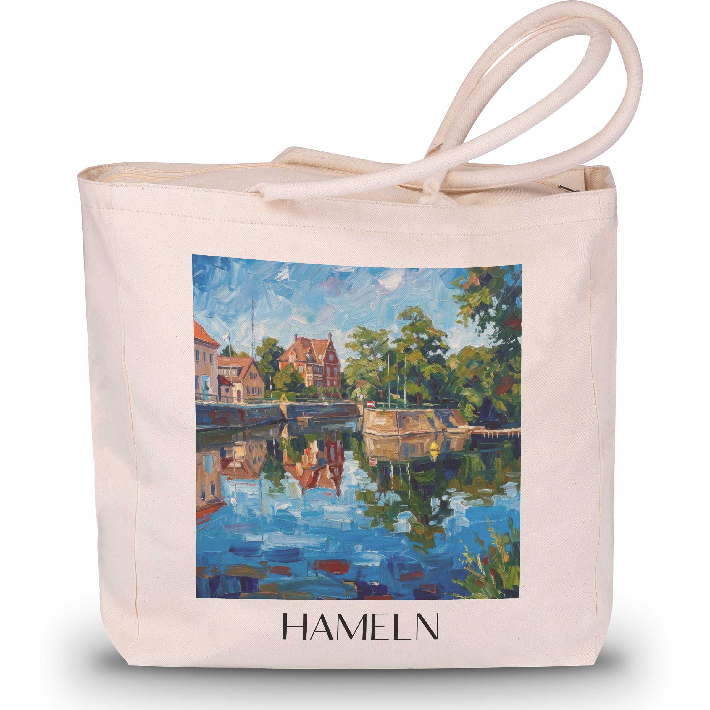 Hameln Shopping Tasche - Niedersachsen - Deutschland Tote Bag - Einkaufstasche im Ölgemälde Stil