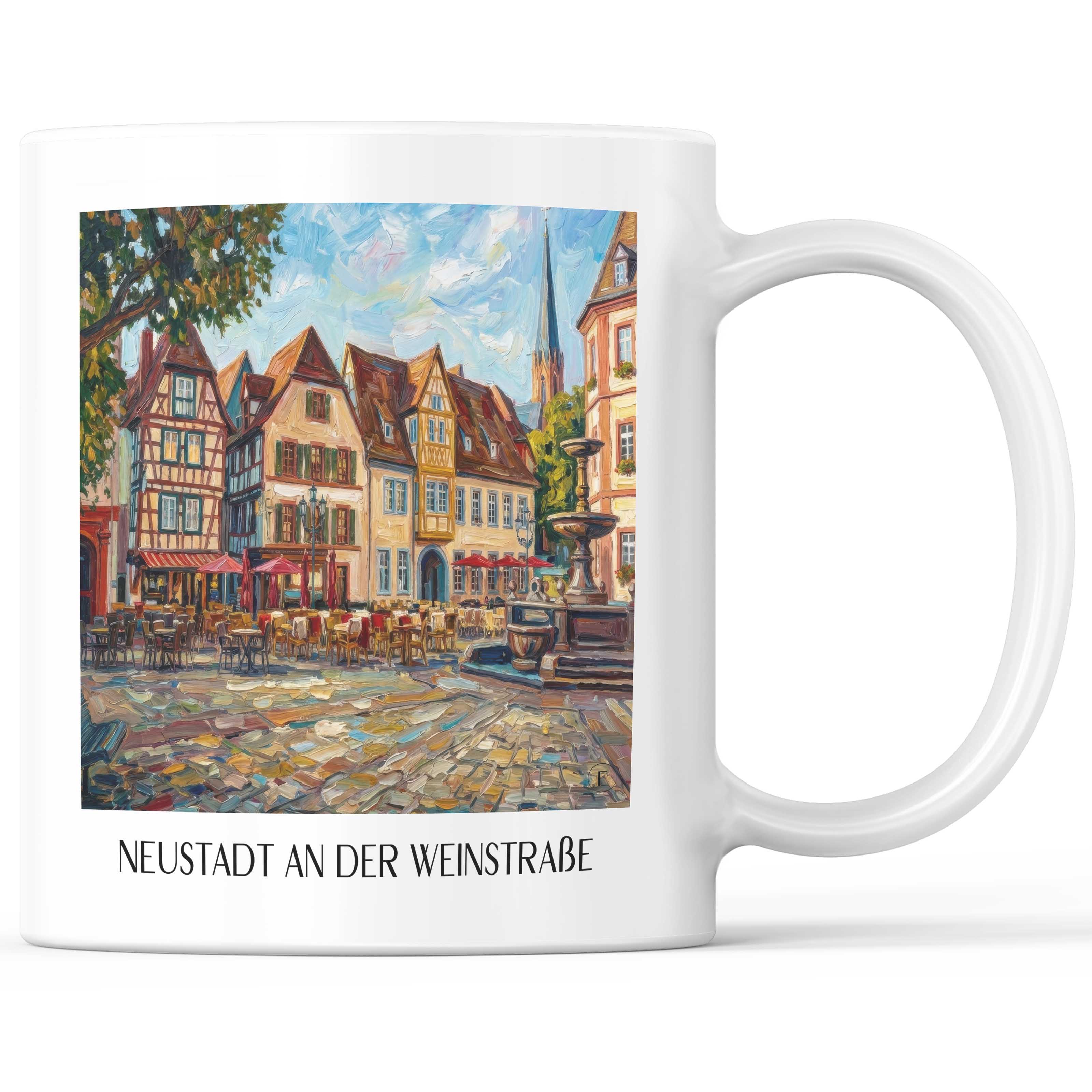 Neustadt an der Weinstraße Kaffeebecher - Rheinland-Pfalz - Deutschland Becher - Kaffeetasse im Ölgemälde Stil
