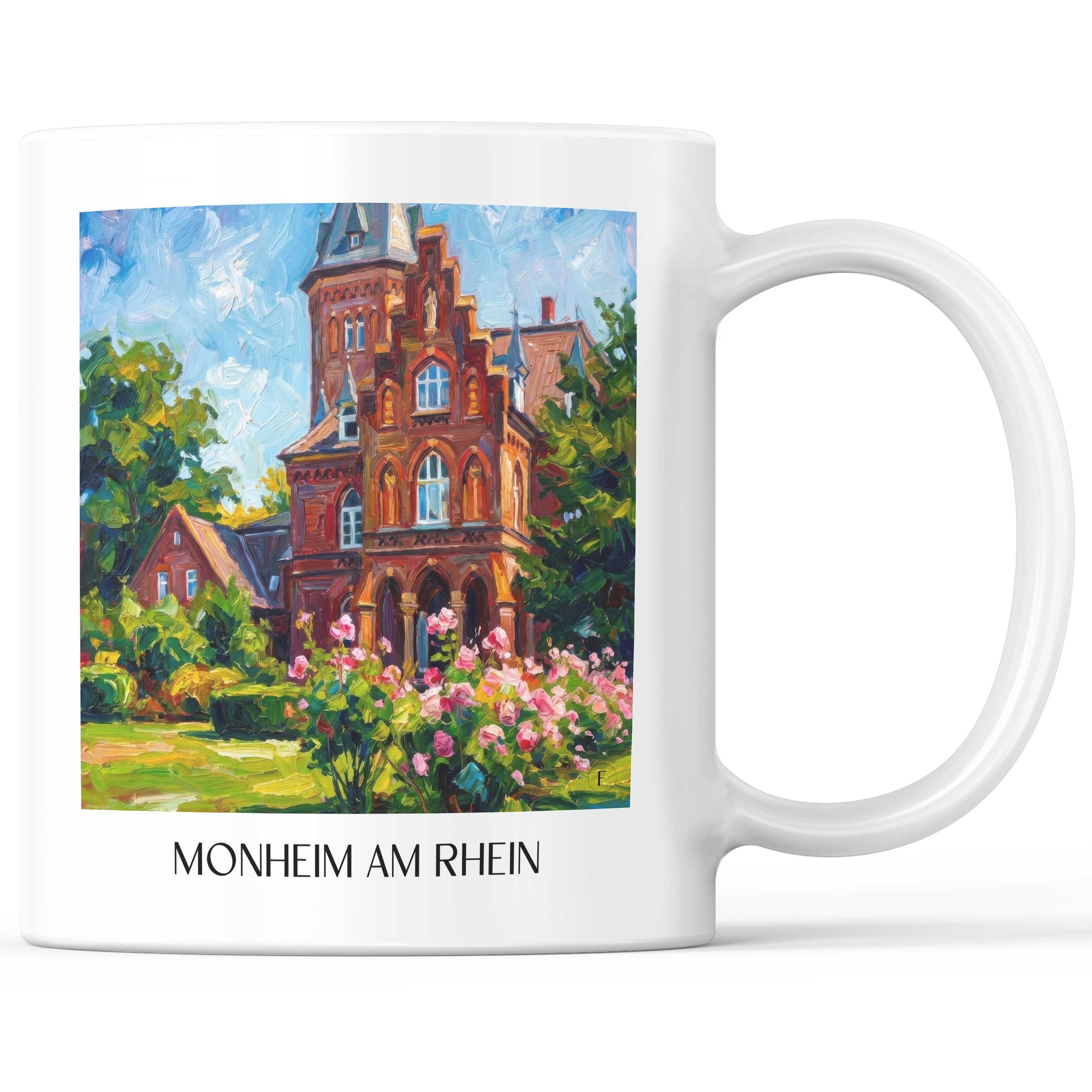Monheim am Rhein Kaffeebecher - Rheinland - Deutschland Becher - Kaffeetasse im Ölgemälde Stil