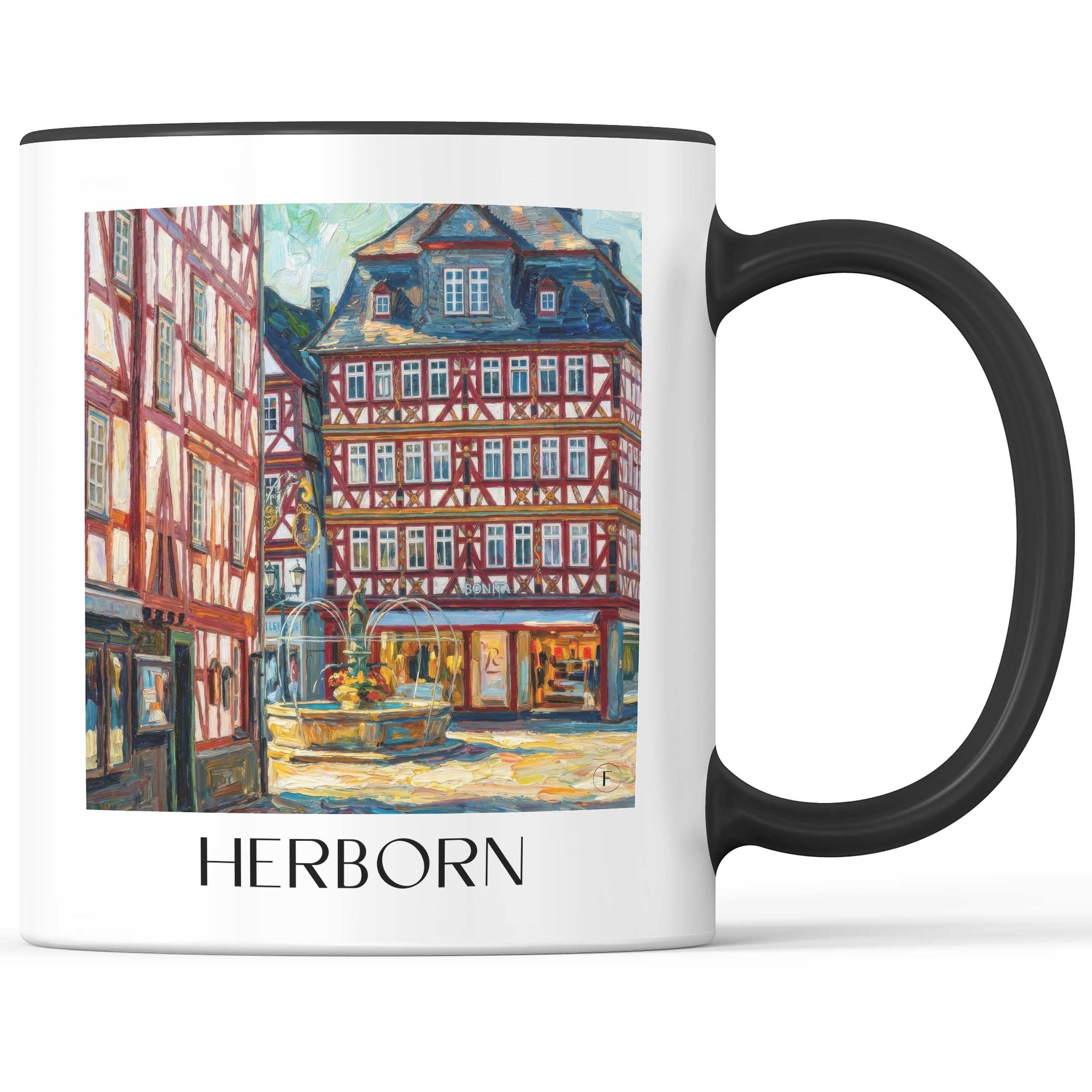 Herborn Kaffeebecher - Westerwald - Deutschland Becher - Kaffeetasse im Ölgemälde Stil