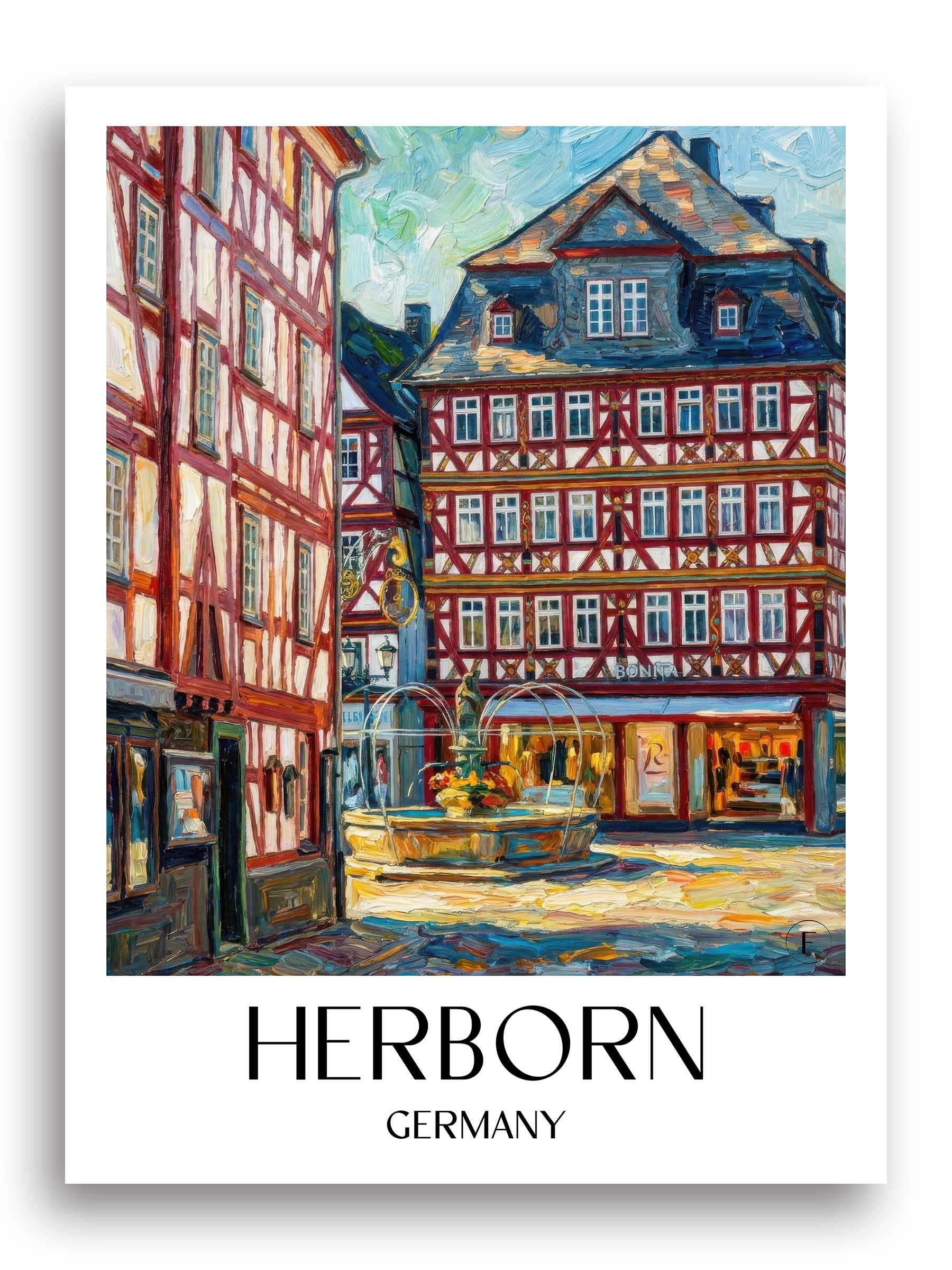 Herborn Poster - Westerwald - Deutschland Kunstdruck - Ölgemälde von A4 bis A1