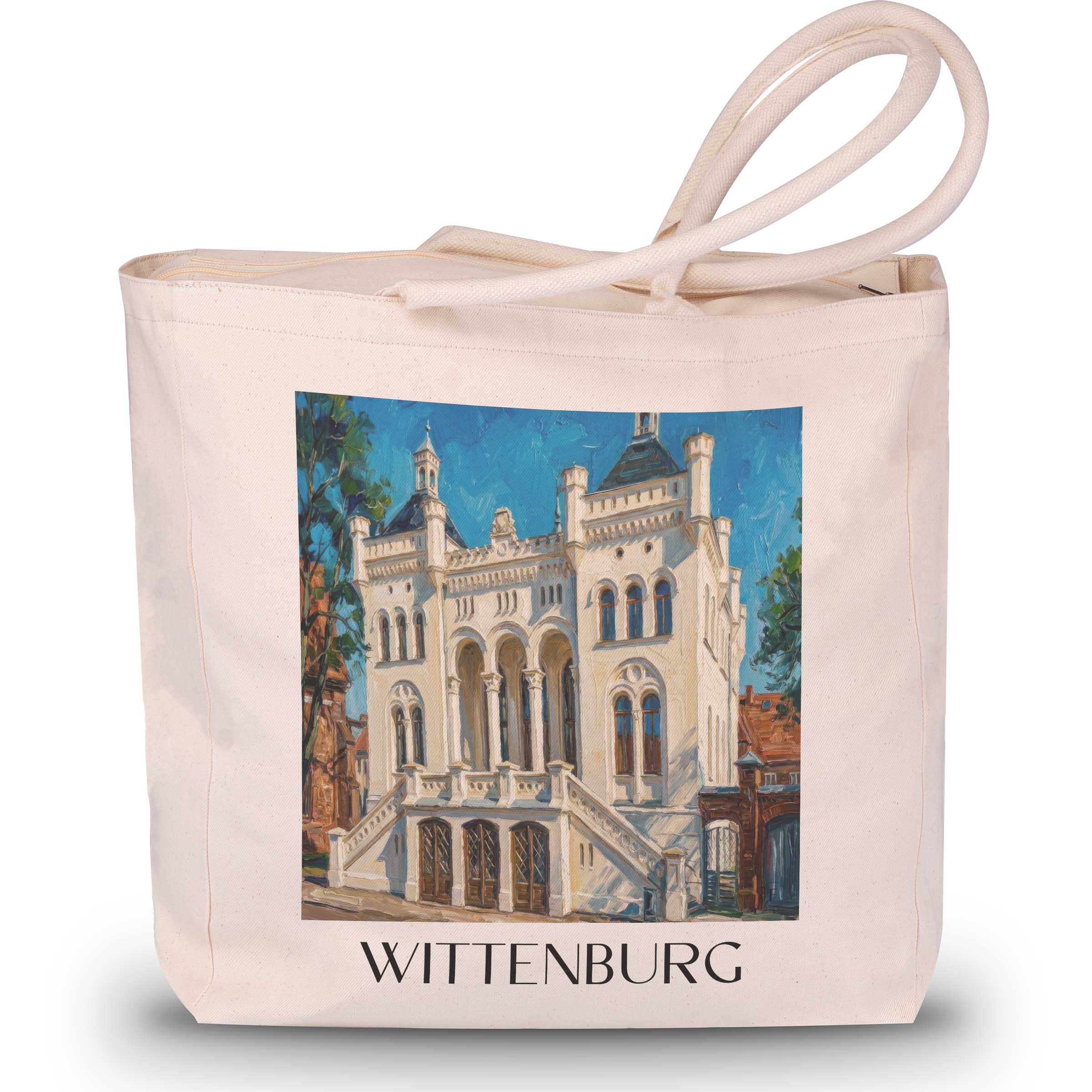 Wittenburg Shopping Tasche - Mecklenburg - Deutschland Tote Bag - Einkaufstasche im Ölgemälde Stil