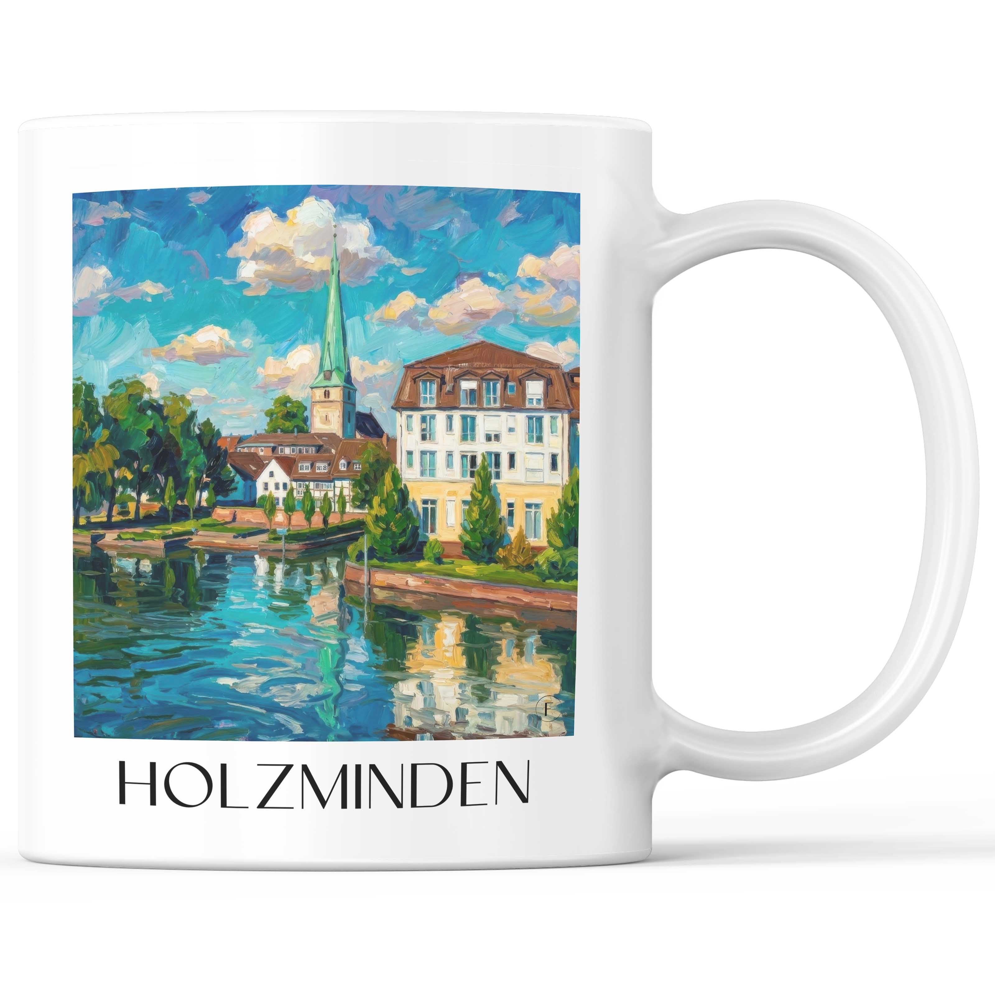 Holzminden Kaffeebecher - Niedersachsen - Deutschland Becher - Kaffeetasse im Ölgemälde Stil