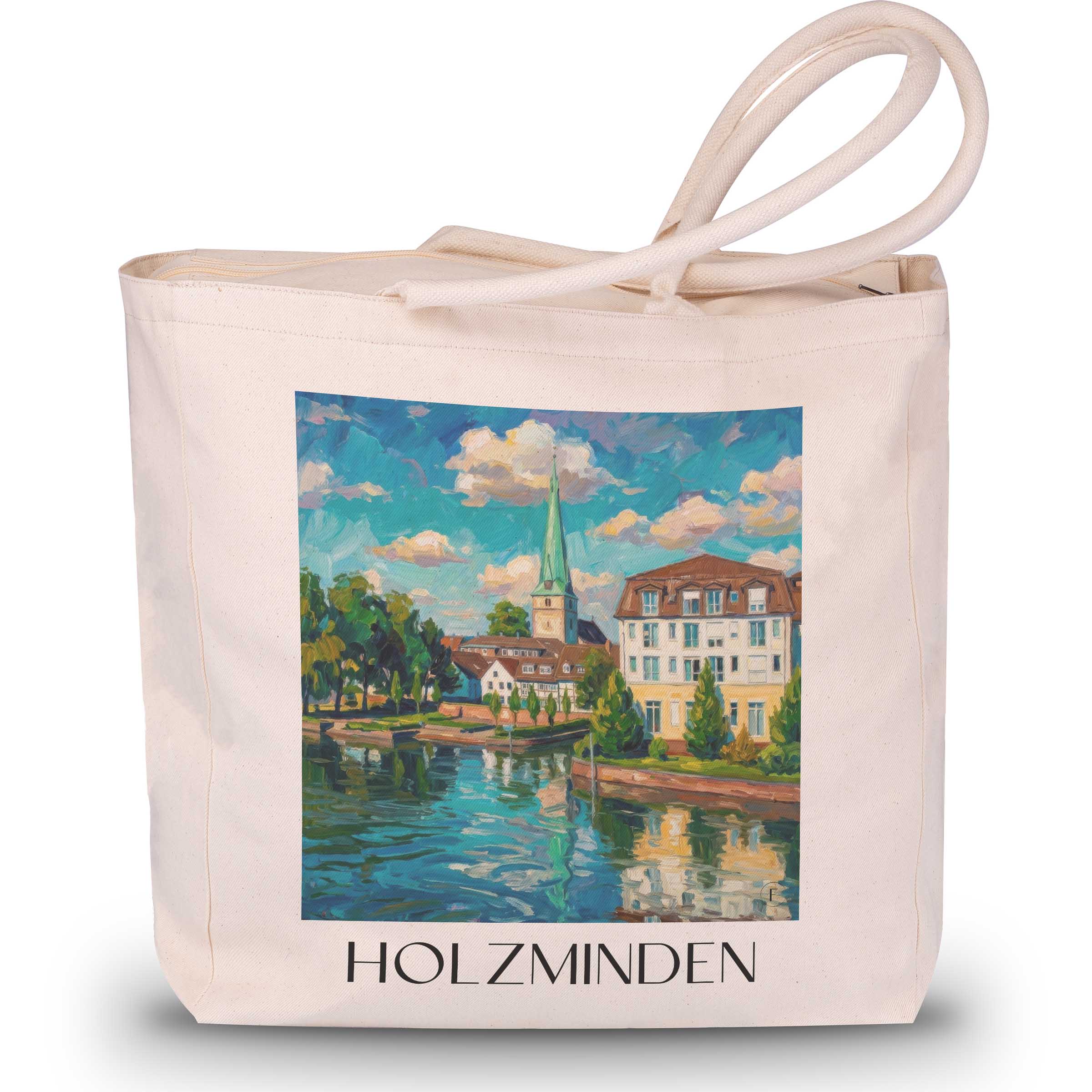Holzminden Shopping Tasche - Niedersachsen - Deutschland Tote Bag - Einkaufstasche im Ölgemälde Stil