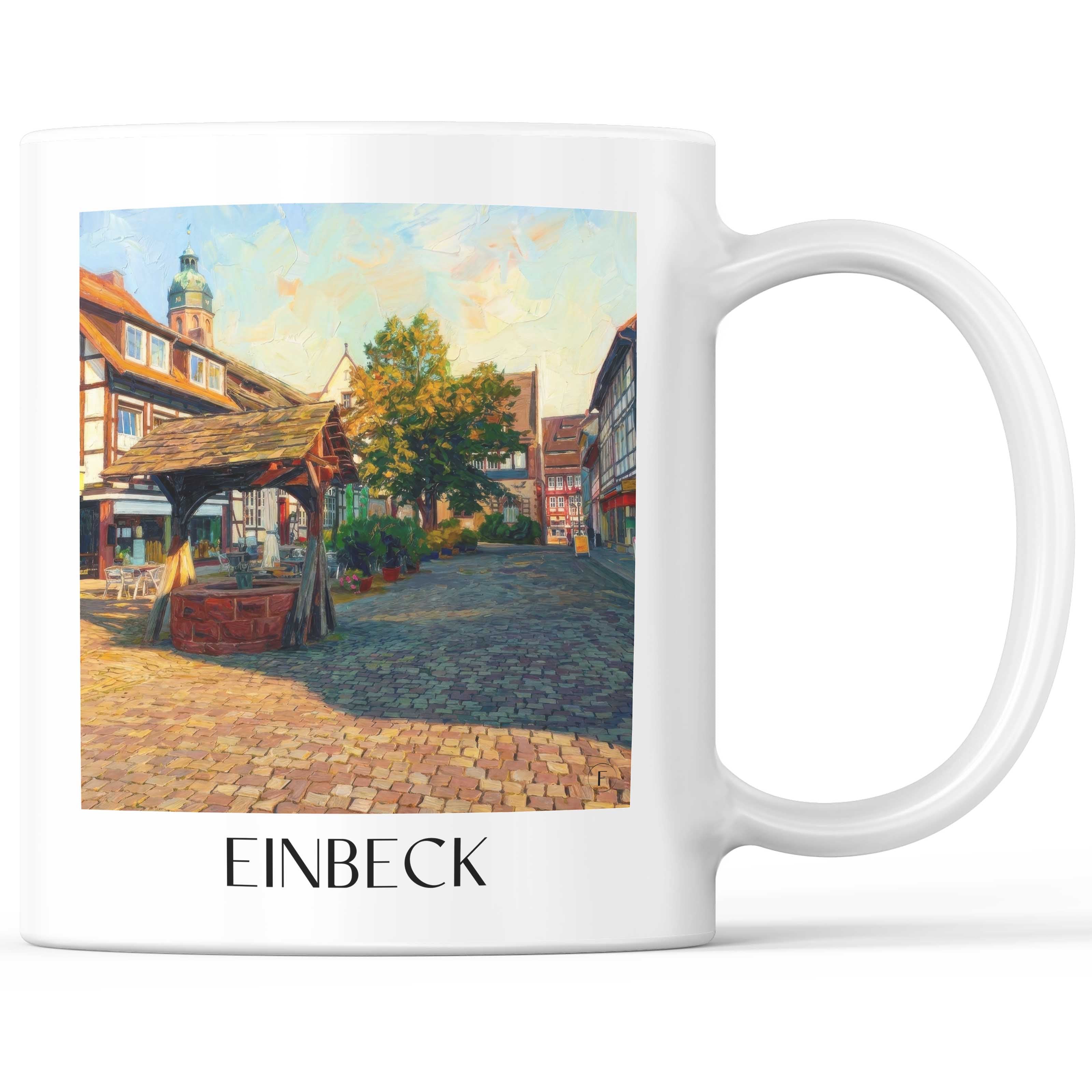 Einbeck Kaffeebecher - Niedersachsen - Deutschland Becher - Kaffeetasse im Ölgemälde Stil