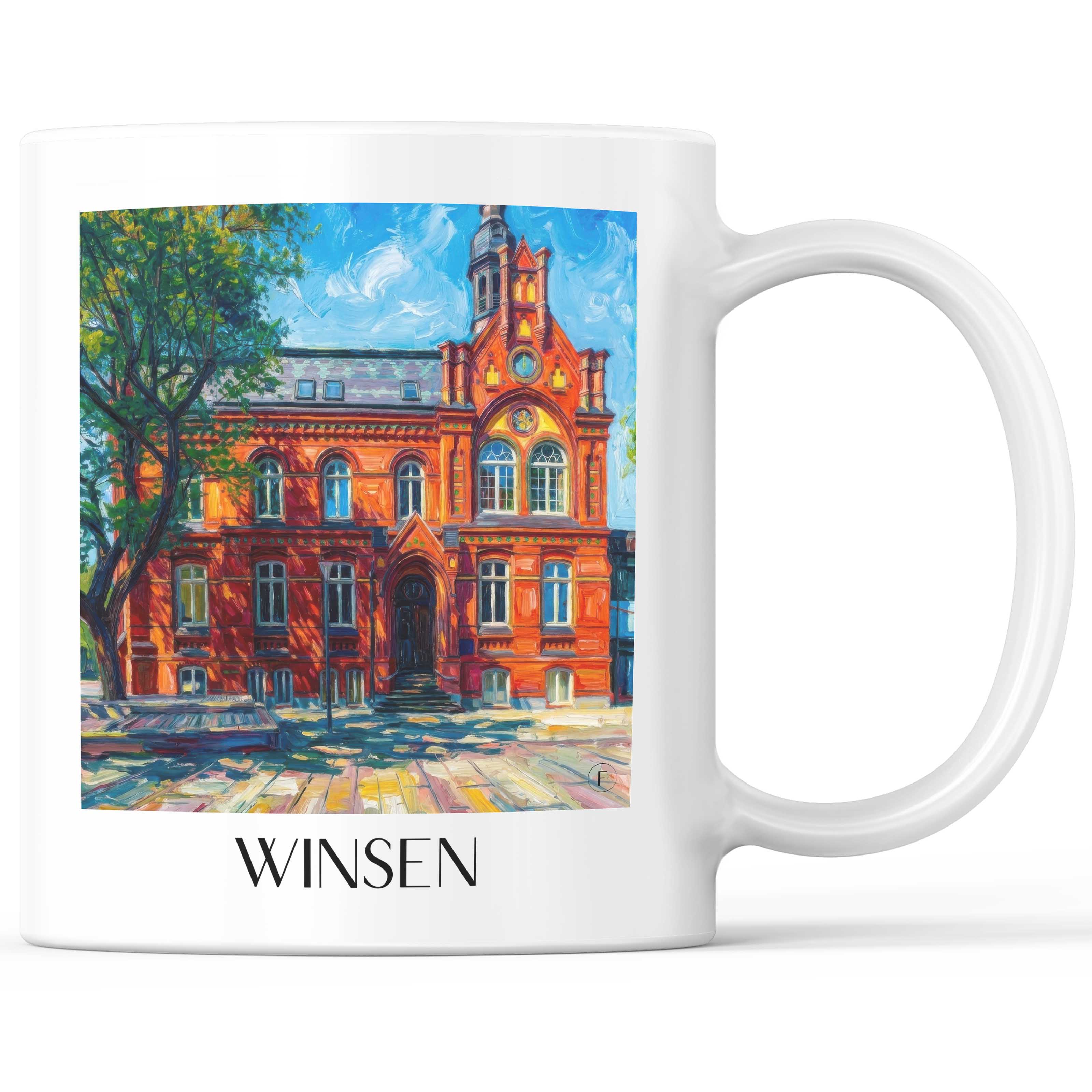 Winsen Kaffeebecher - Niedersachsen - Deutschland Becher - Kaffeetasse im Ölgemälde Stil