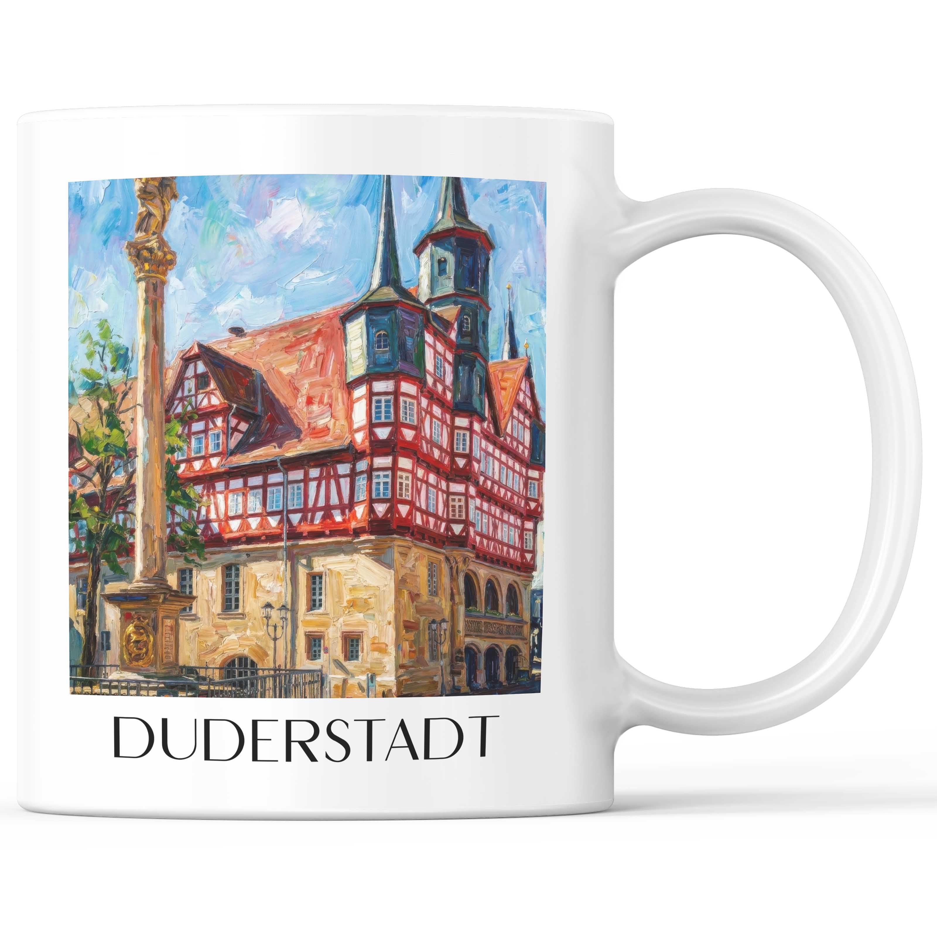 Duderstadt Kaffeebecher - Niedersachsen - Deutschland Becher - Kaffeetasse im Ölgemälde Stil