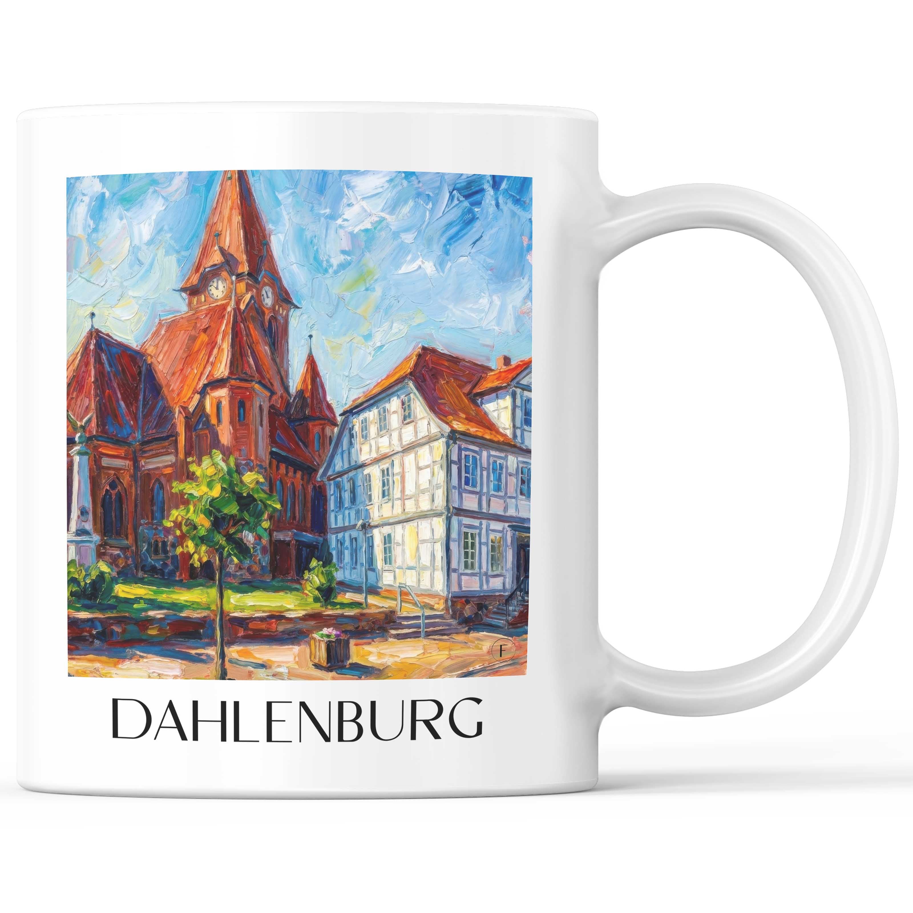 Dahlenburg Kaffeebecher - Niedersachsen - Deutschland Becher - Kaffeetasse im Ölgemälde Stil