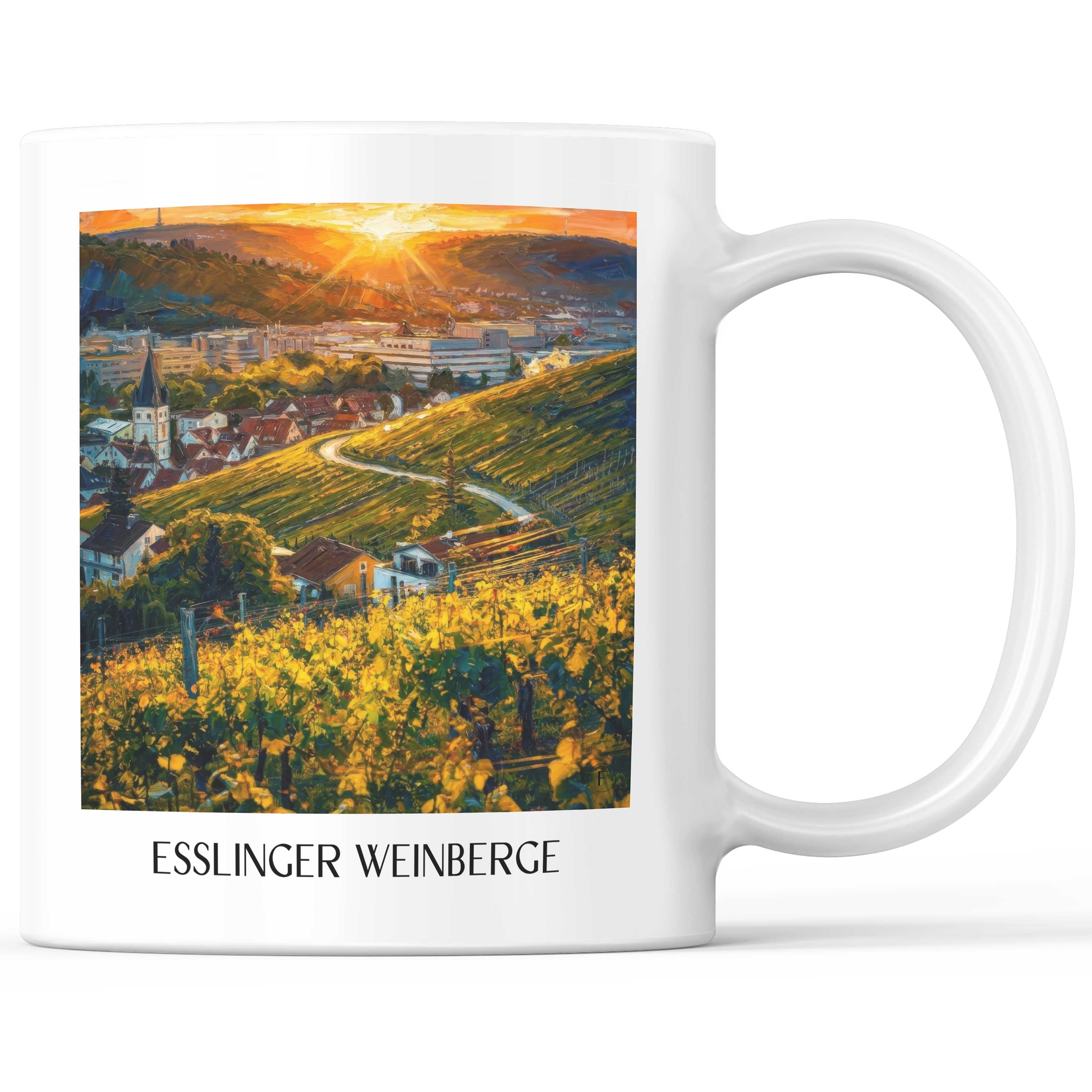 Esslinger Weinberge Kaffeebecher - Württemberg - Deutschland Becher - Kaffeetasse im Ölgemälde Stil