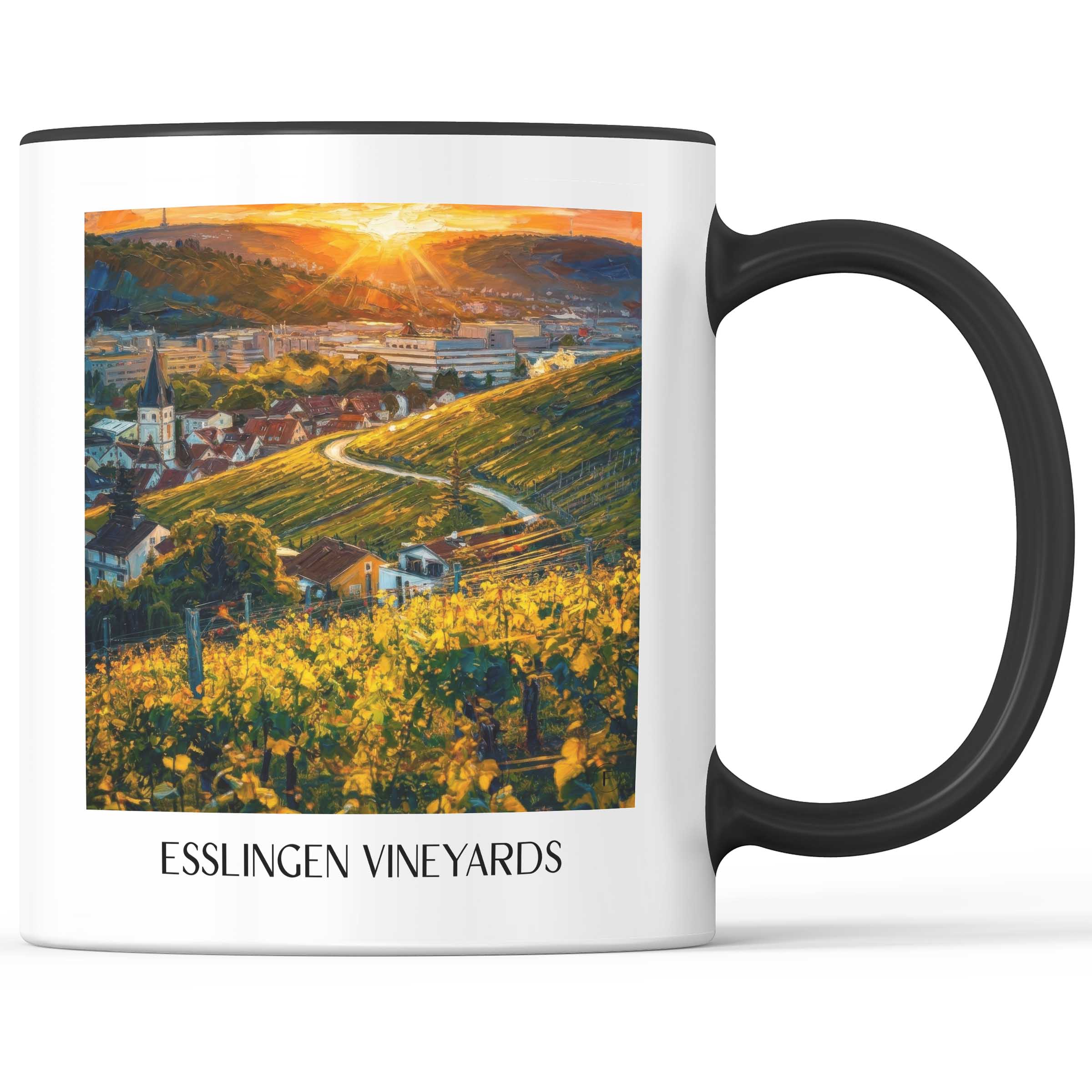 Esslinger Weinberge Kaffeebecher - Württemberg - Deutschland Becher - Kaffeetasse im Ölgemälde Stil