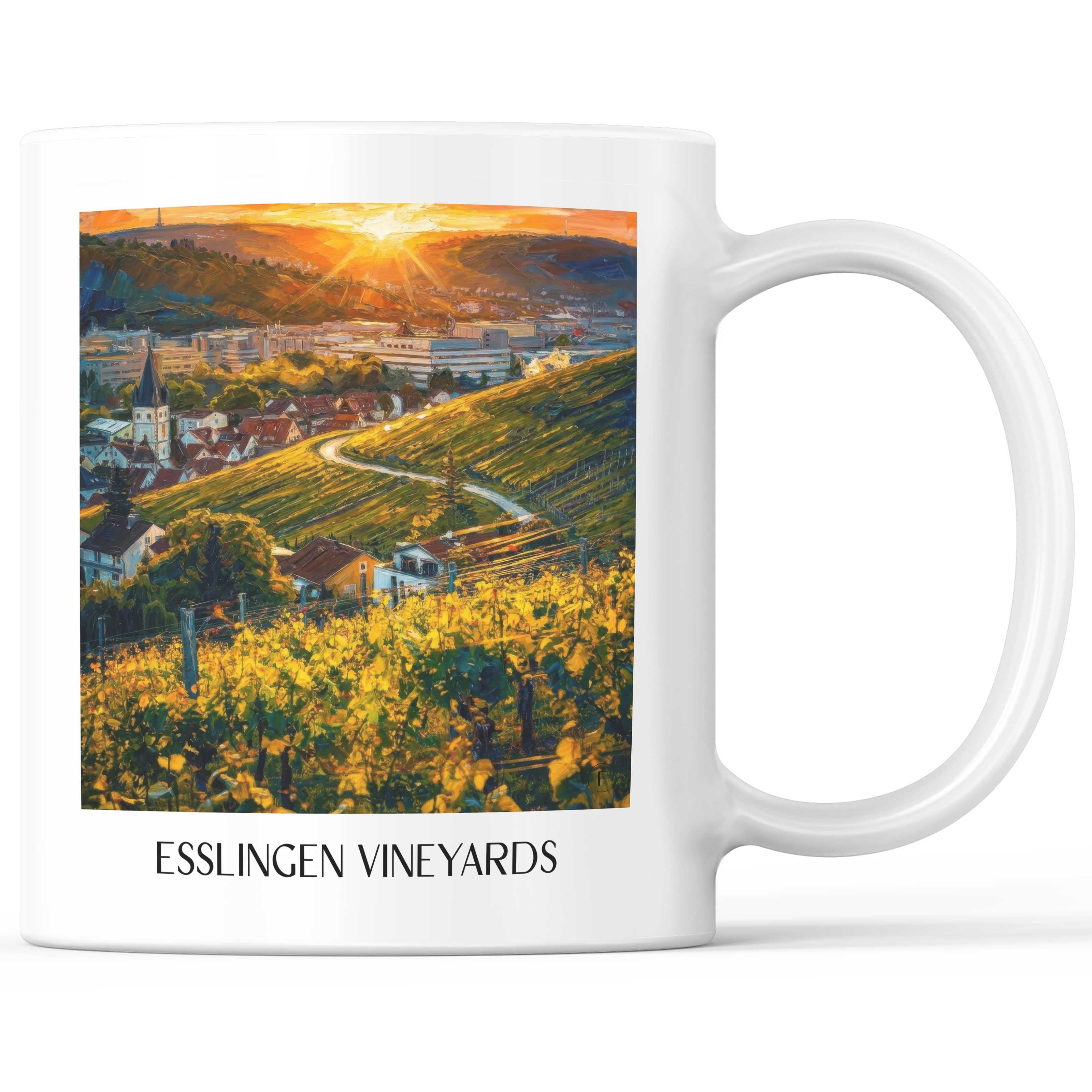 Esslinger Weinberge Kaffeebecher - Württemberg - Deutschland Becher - Kaffeetasse im Ölgemälde Stil