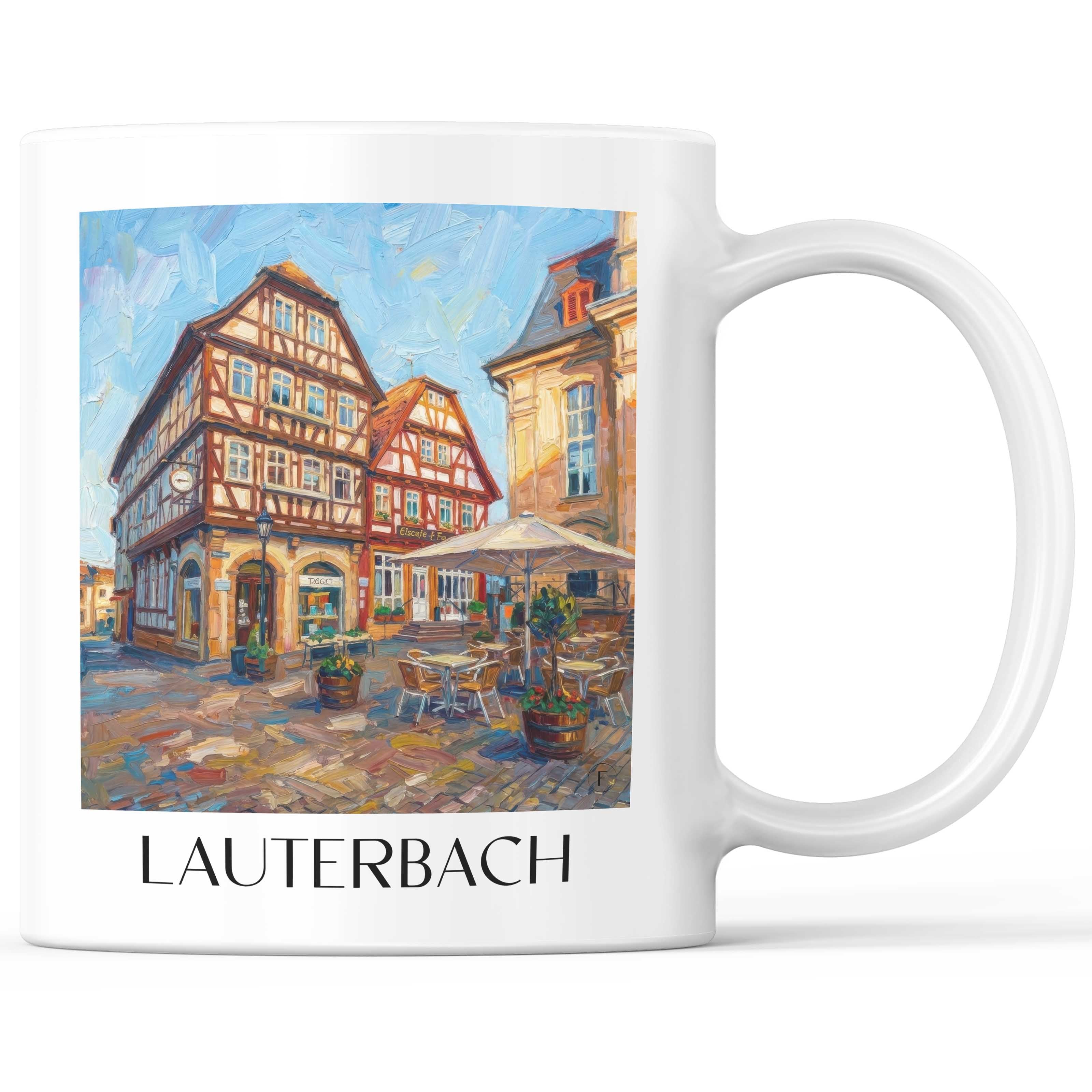 Lauterbach Kaffeebecher - Hessen - Deutschland Becher - Kaffeetasse im Ölgemälde Stil