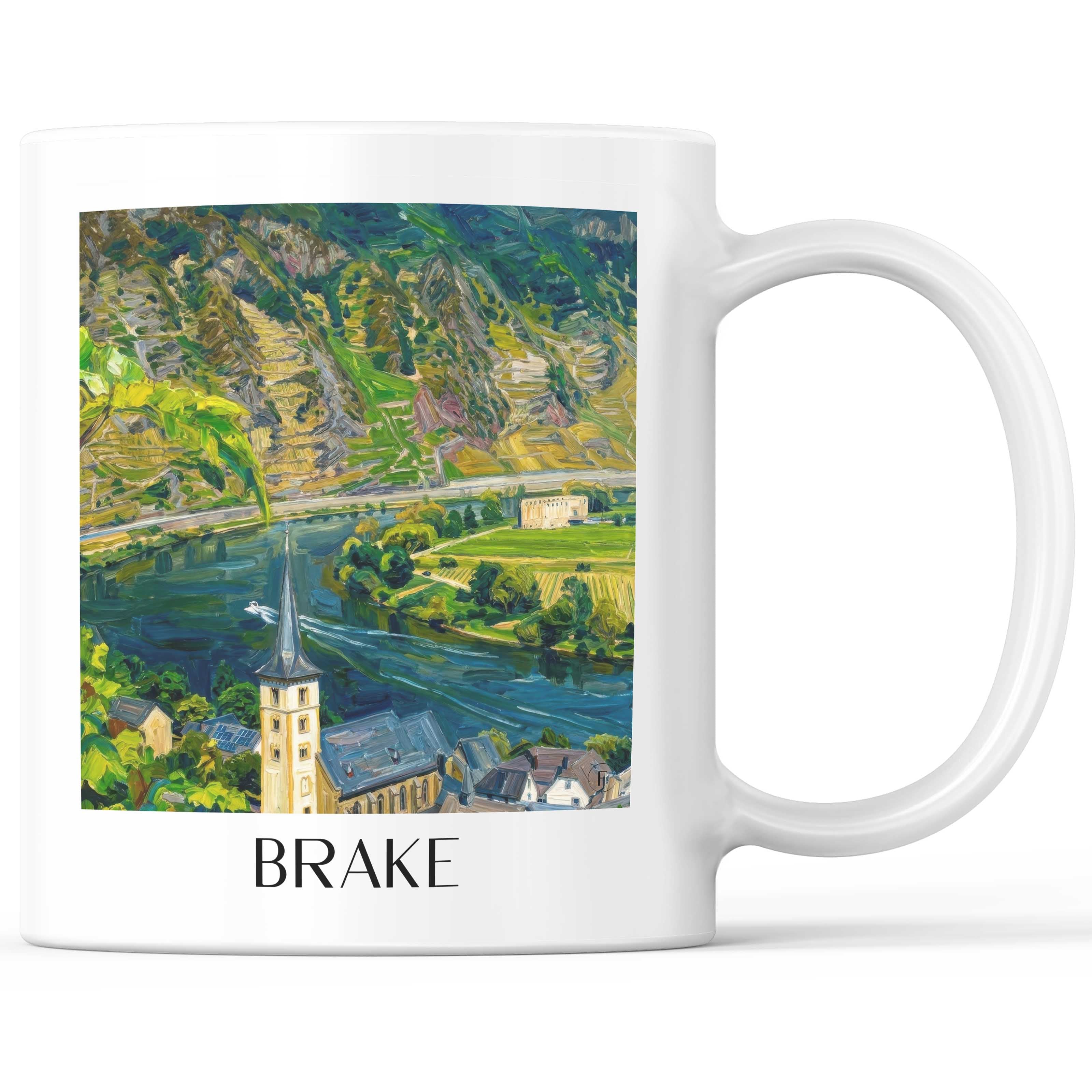 Bremm Kaffeebecher - Rheinland-Pfalz - Deutschland Becher - Kaffeetasse im Ölgemälde Stil