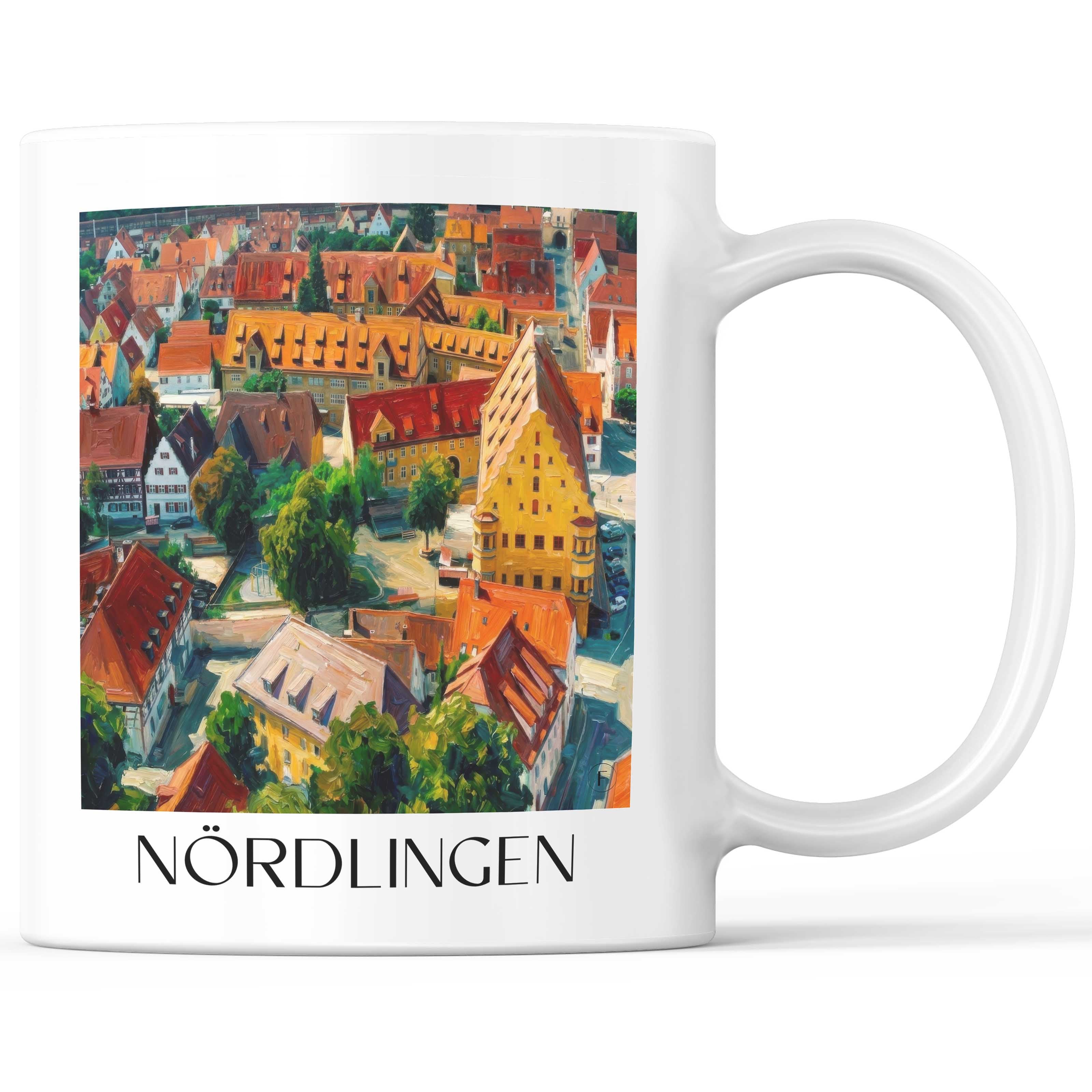 Nördlingen Kaffeebecher - Schwaben - Deutschland Becher - Kaffeetasse im Ölgemälde Stil