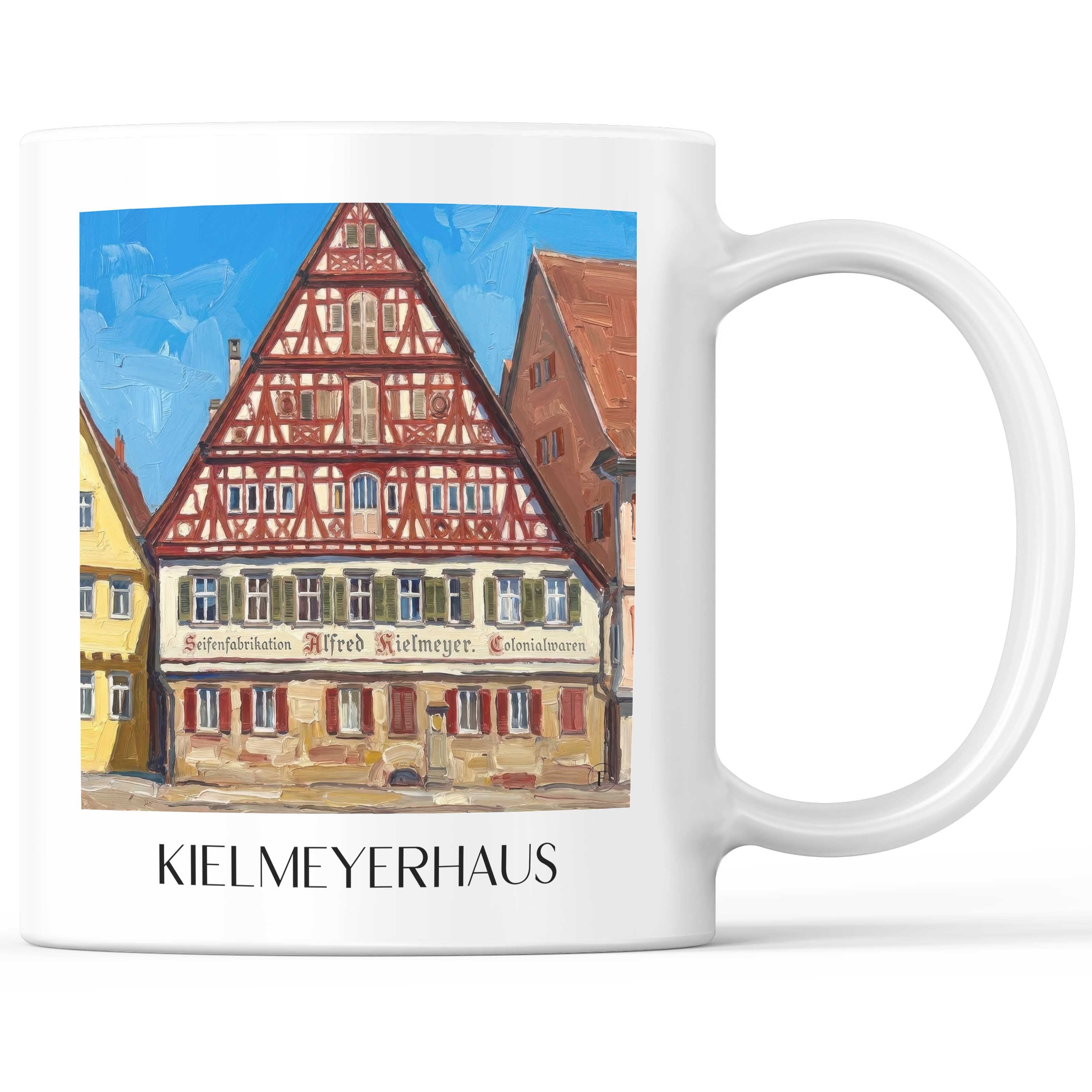 Kielmeyerhaus Kaffeebecher - Esslingen am Neckar - Deutschland Becher - Kaffeetasse im Ölgemälde Stil