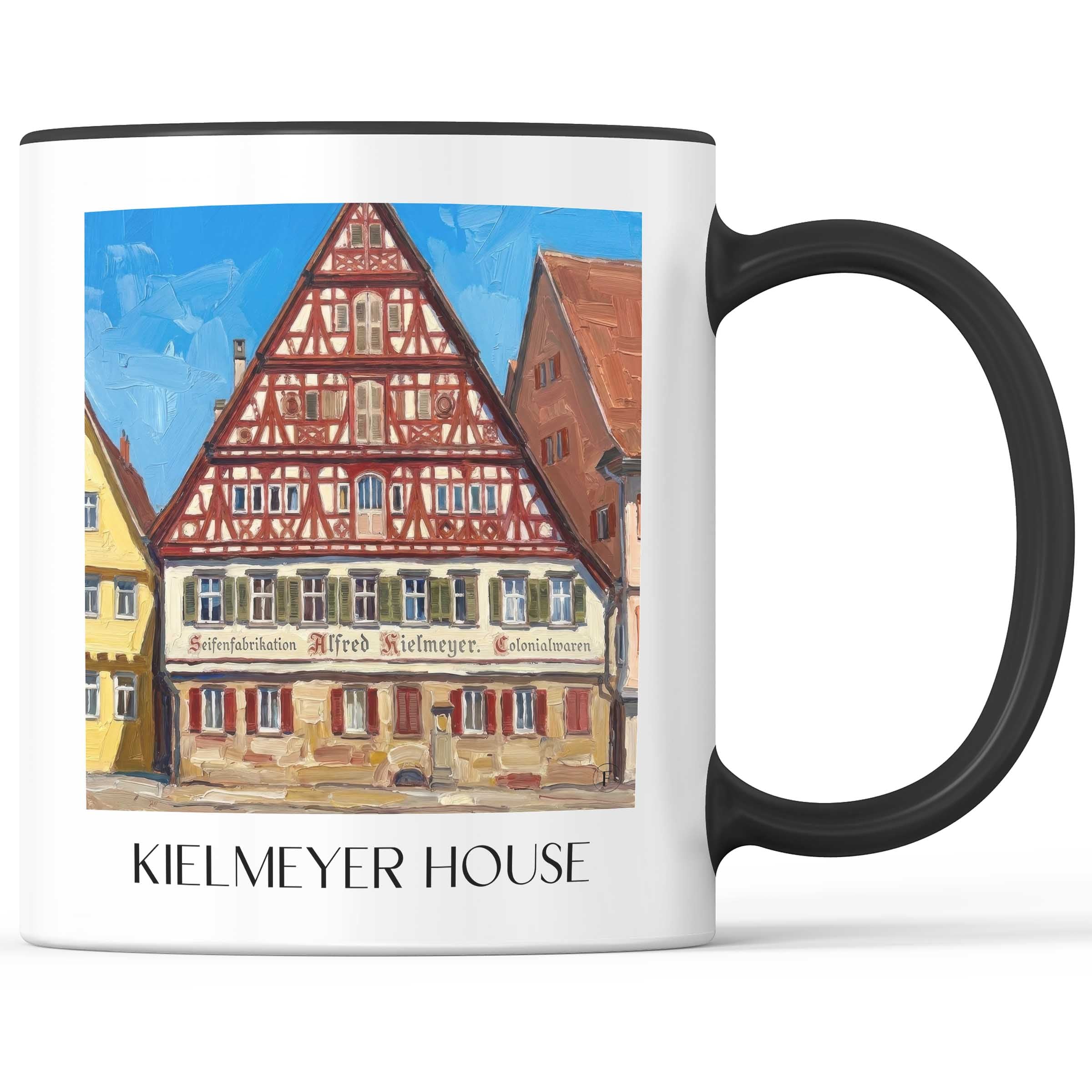 Kielmeyerhaus Kaffeebecher - Esslingen am Neckar - Deutschland Becher - Kaffeetasse im Ölgemälde Stil