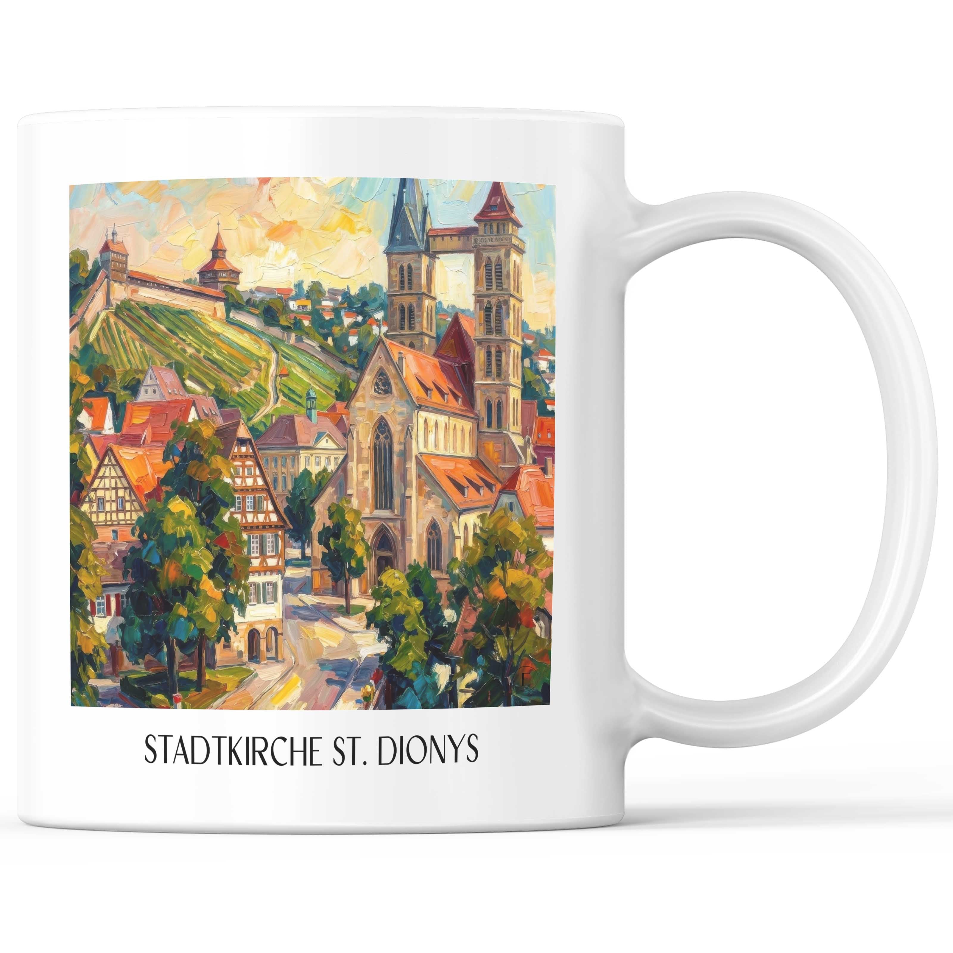 Stadtkirche St. Dionys Kaffeebecher - Esslingen am Neckar - Deutschland Becher - Kaffeetasse im Ölgemälde Stil