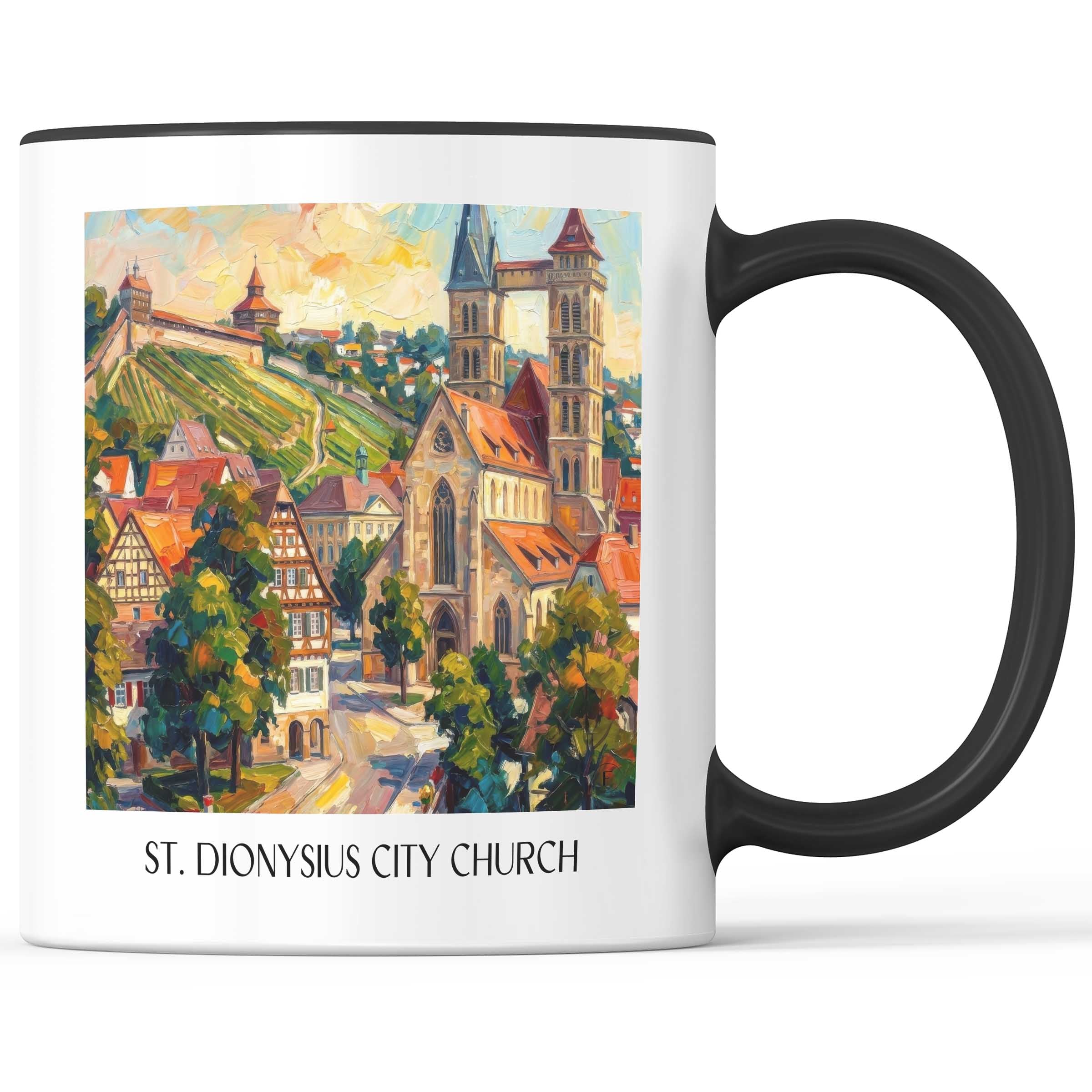 Stadtkirche St. Dionys Kaffeebecher - Esslingen am Neckar - Deutschland Becher - Kaffeetasse im Ölgemälde Stil