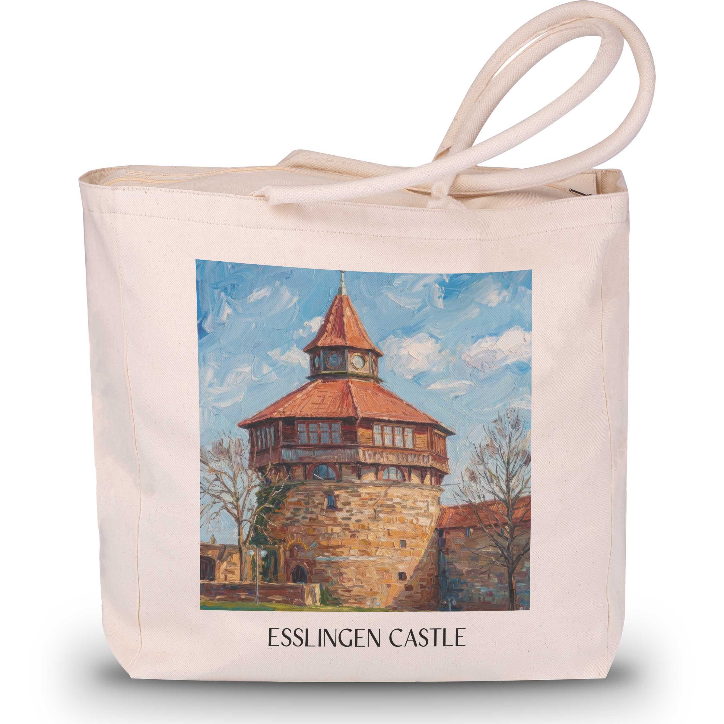 Esslinger Burg Shopping Tasche - Württemberg - Deutschland Tote Bag - Einkaufstasche im Ölgemälde Stil