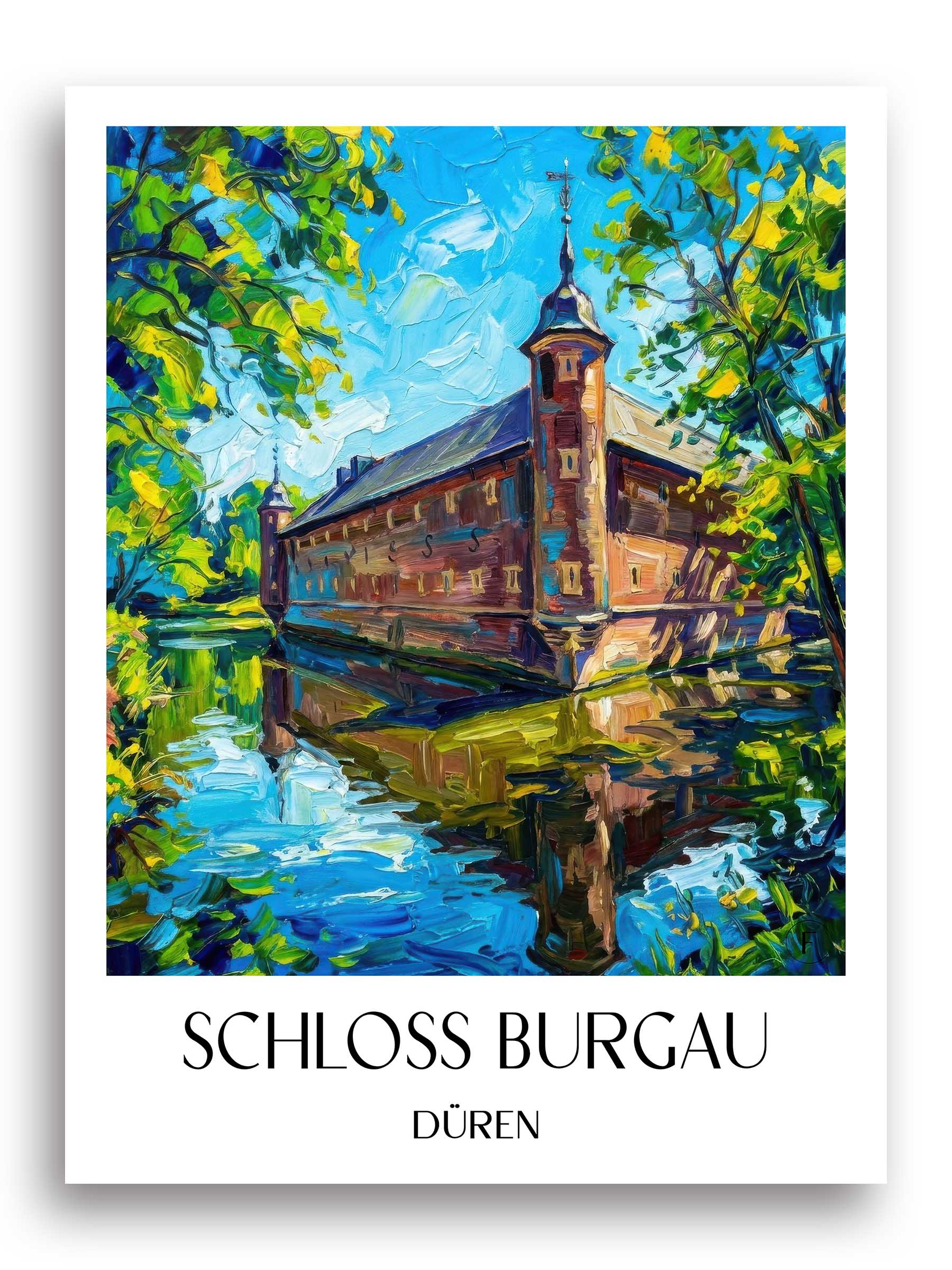 schloss-burgau-düren-deutschland-poster-oil-painting-oelgemaelde