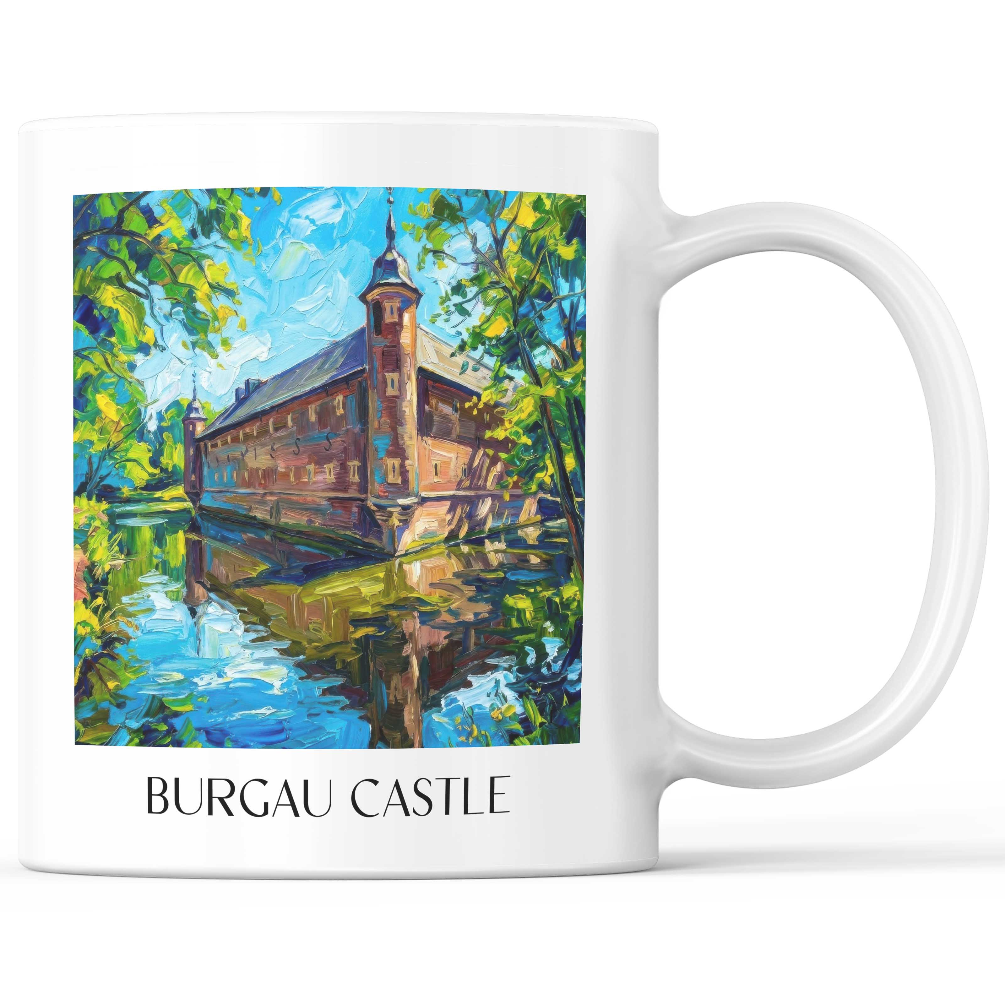 Schloss Burgau Kaffeebecher - Düren - Deutschland Becher - Kaffeetasse im Ölgemälde Stil