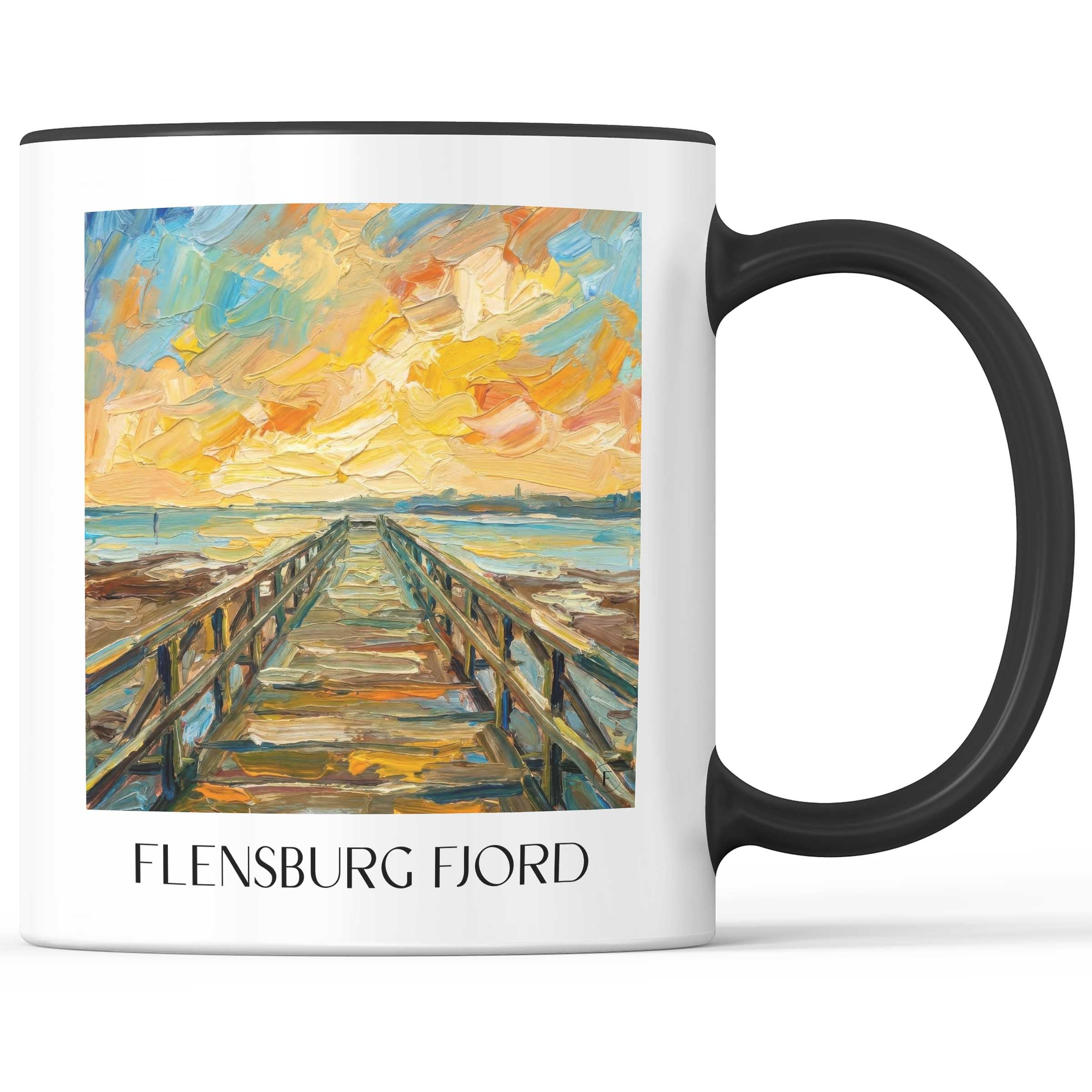 Flensburger Förde Kaffeebecher - Schleswig - Deutschland Becher - Kaffeetasse im Ölgemälde Stil