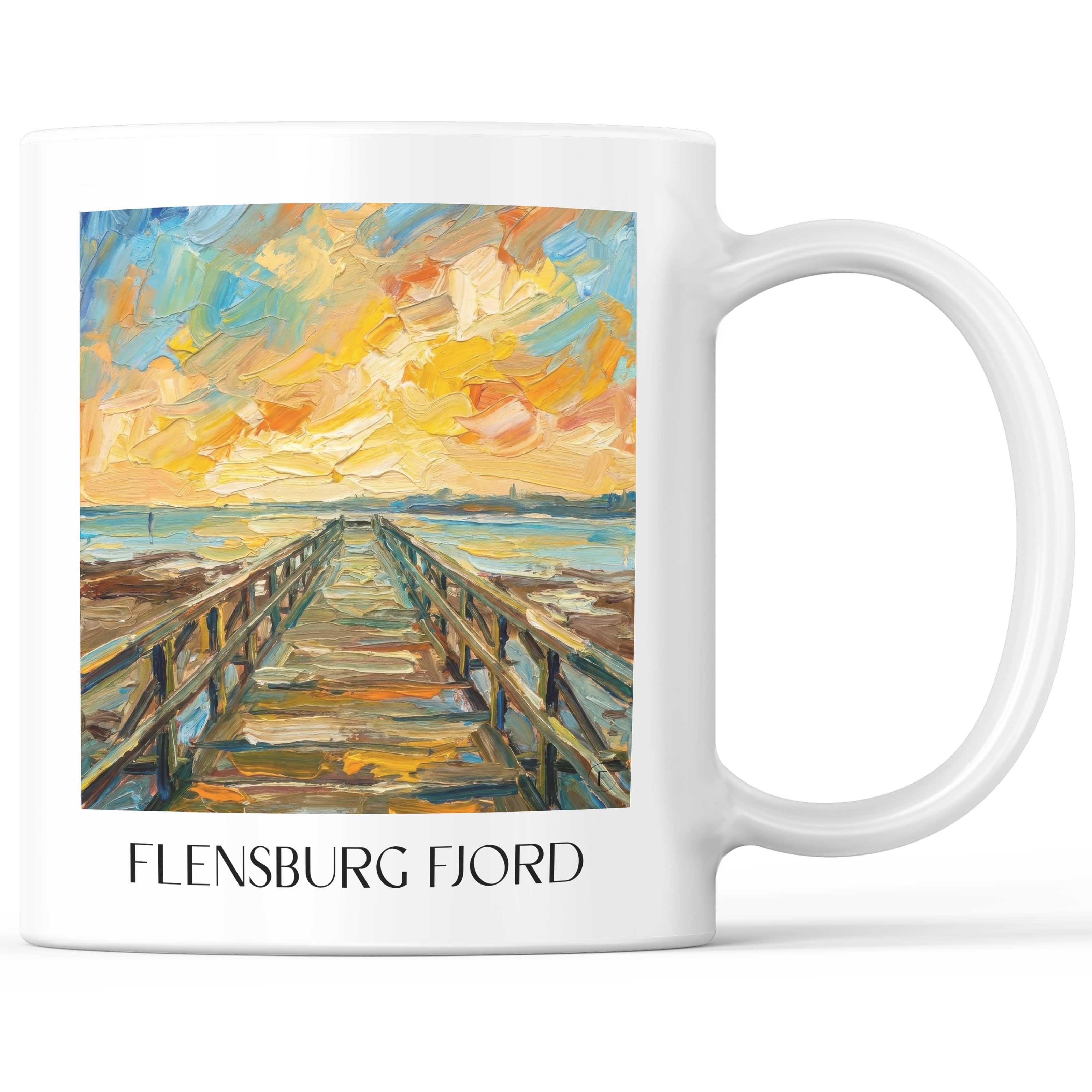 Flensburger Förde Kaffeebecher - Schleswig - Deutschland Becher - Kaffeetasse im Ölgemälde Stil