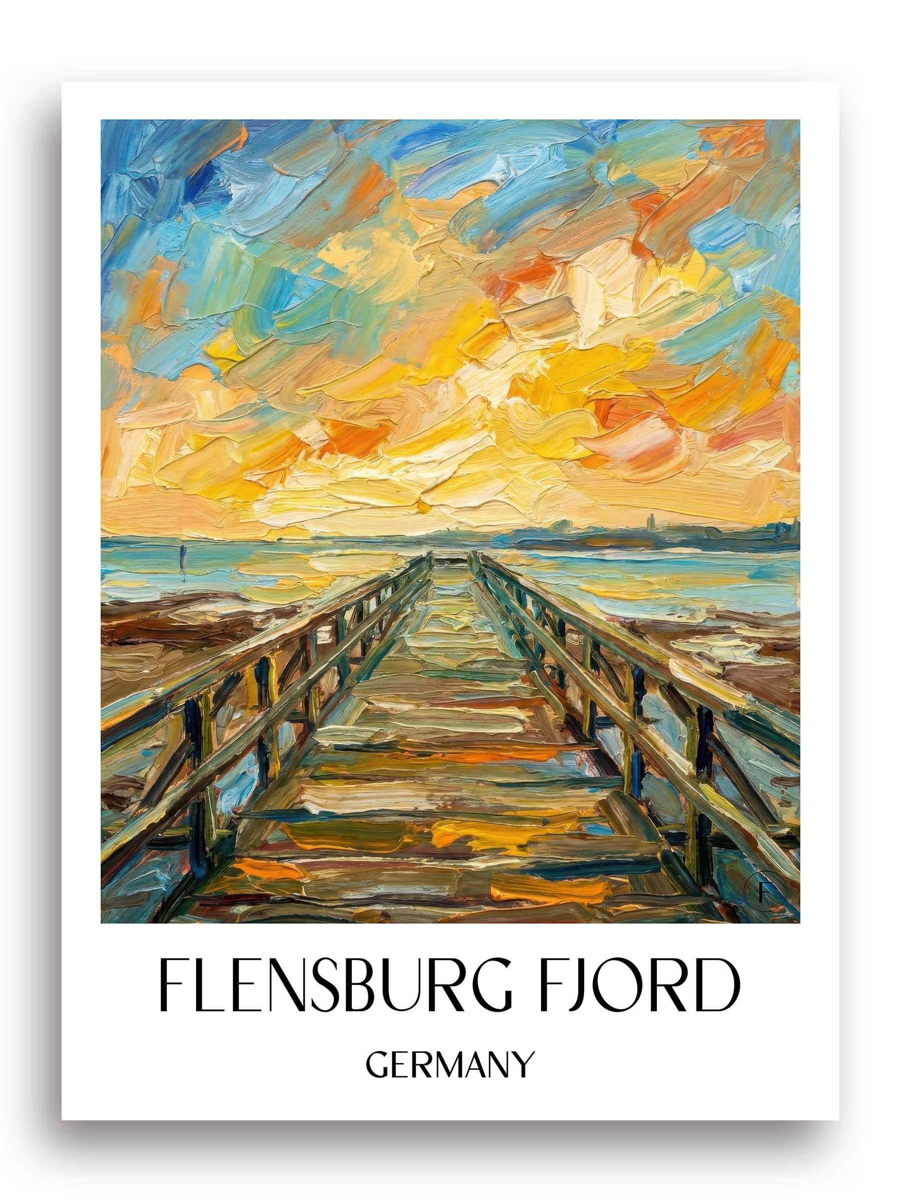 Flensburger Förde Poster - Schleswig - Deutschland Kunstdruck - Ölgemälde von A4 bis A1