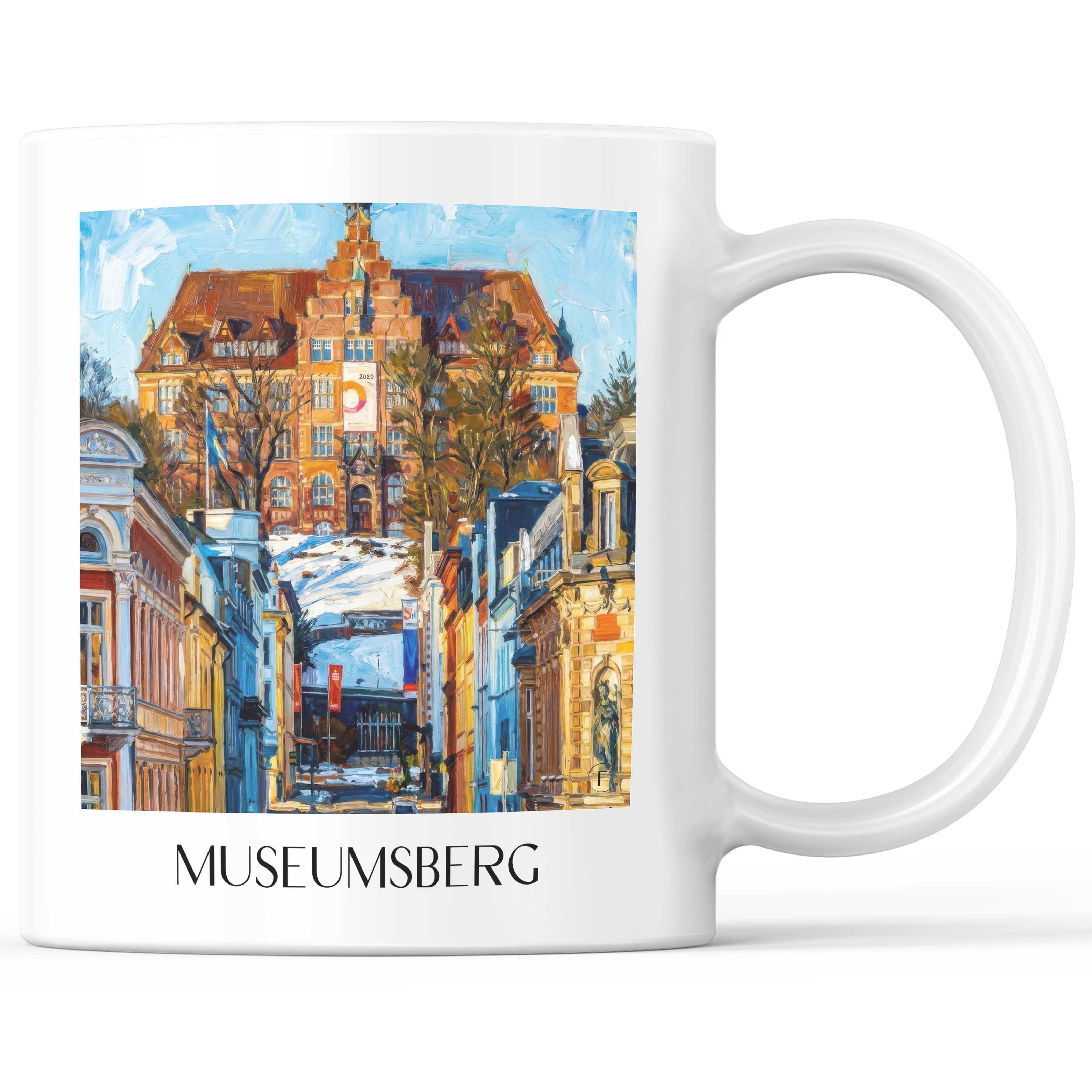 Museumsberg Kaffeebecher - Flensburg - Deutschland Becher - Kaffeetasse im Ölgemälde Stil