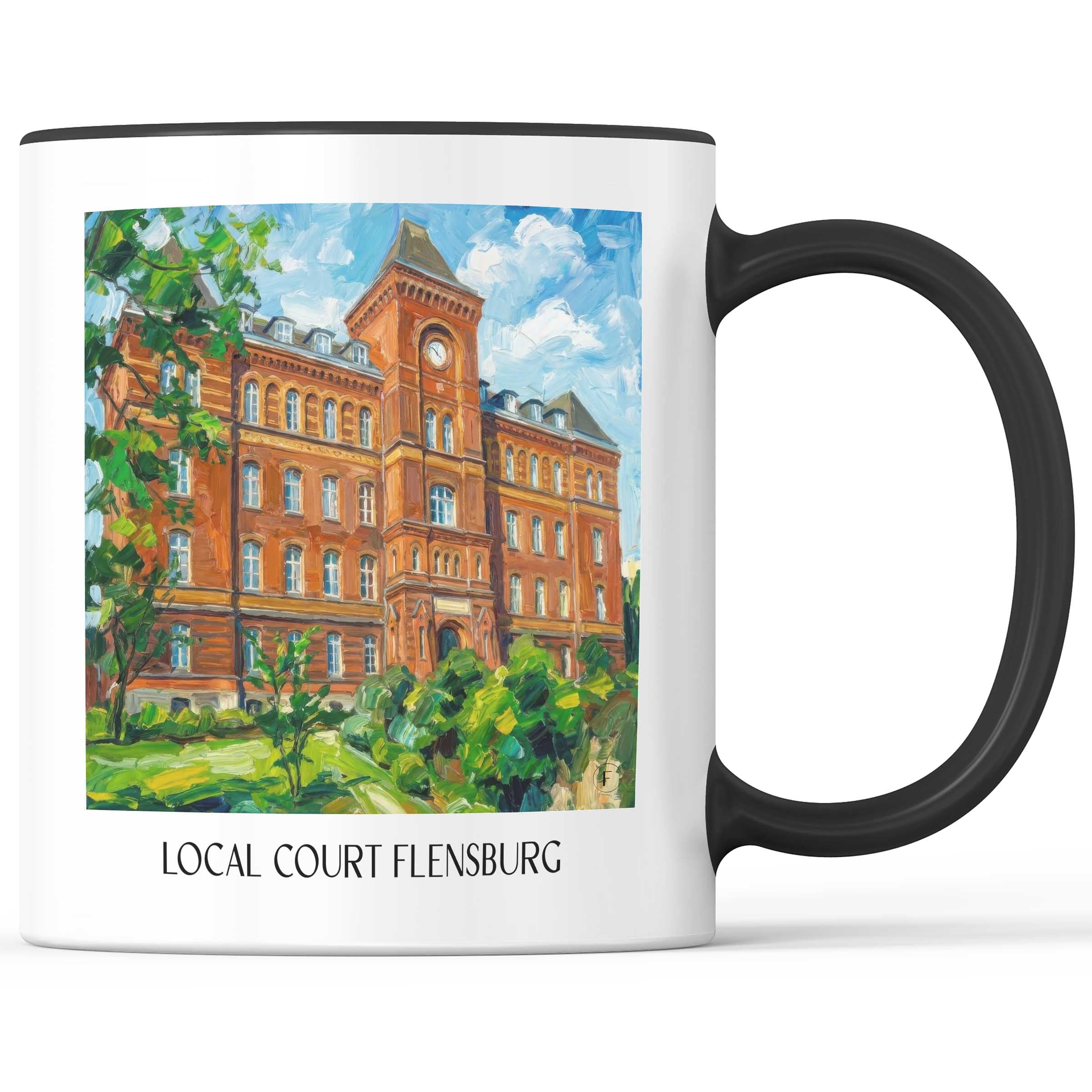 Amtsgericht Kaffeebecher - Flensburg - Deutschland Becher - Kaffeetasse im Ölgemälde Stil