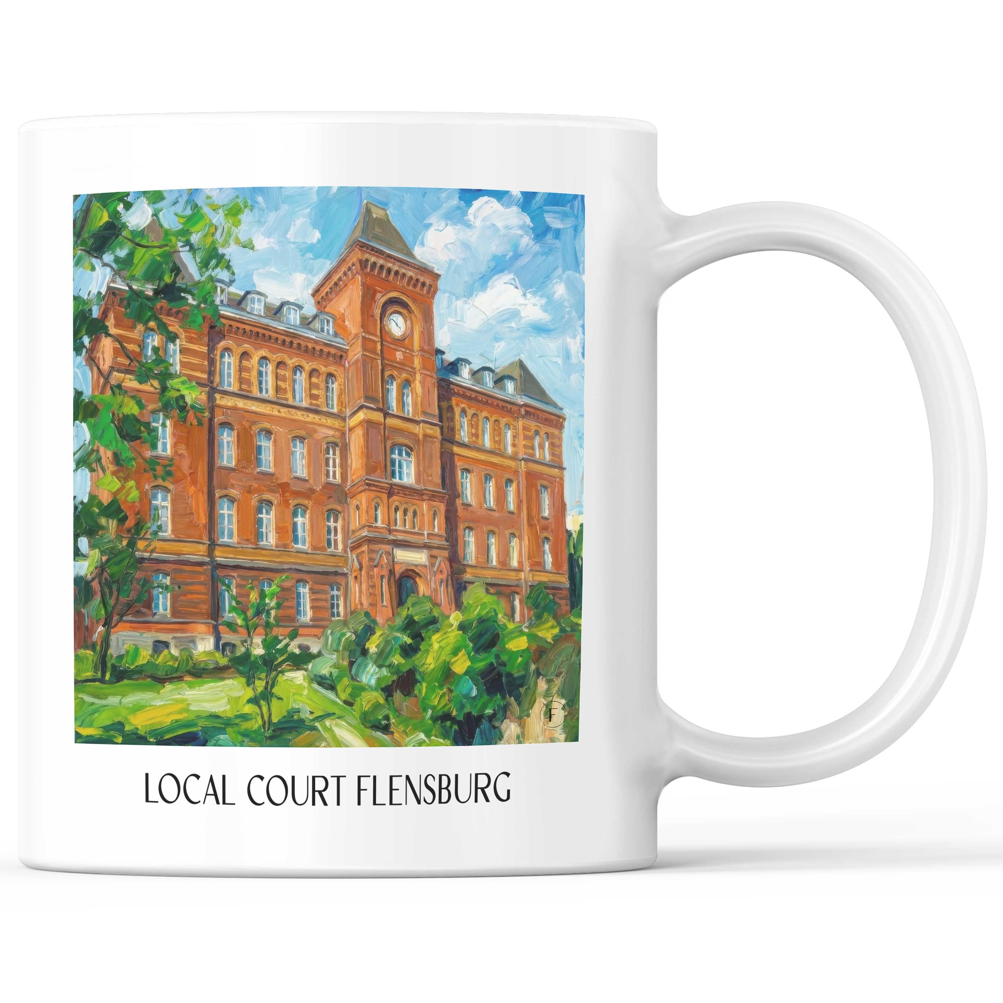 Amtsgericht Kaffeebecher - Flensburg - Deutschland Becher - Kaffeetasse im Ölgemälde Stil