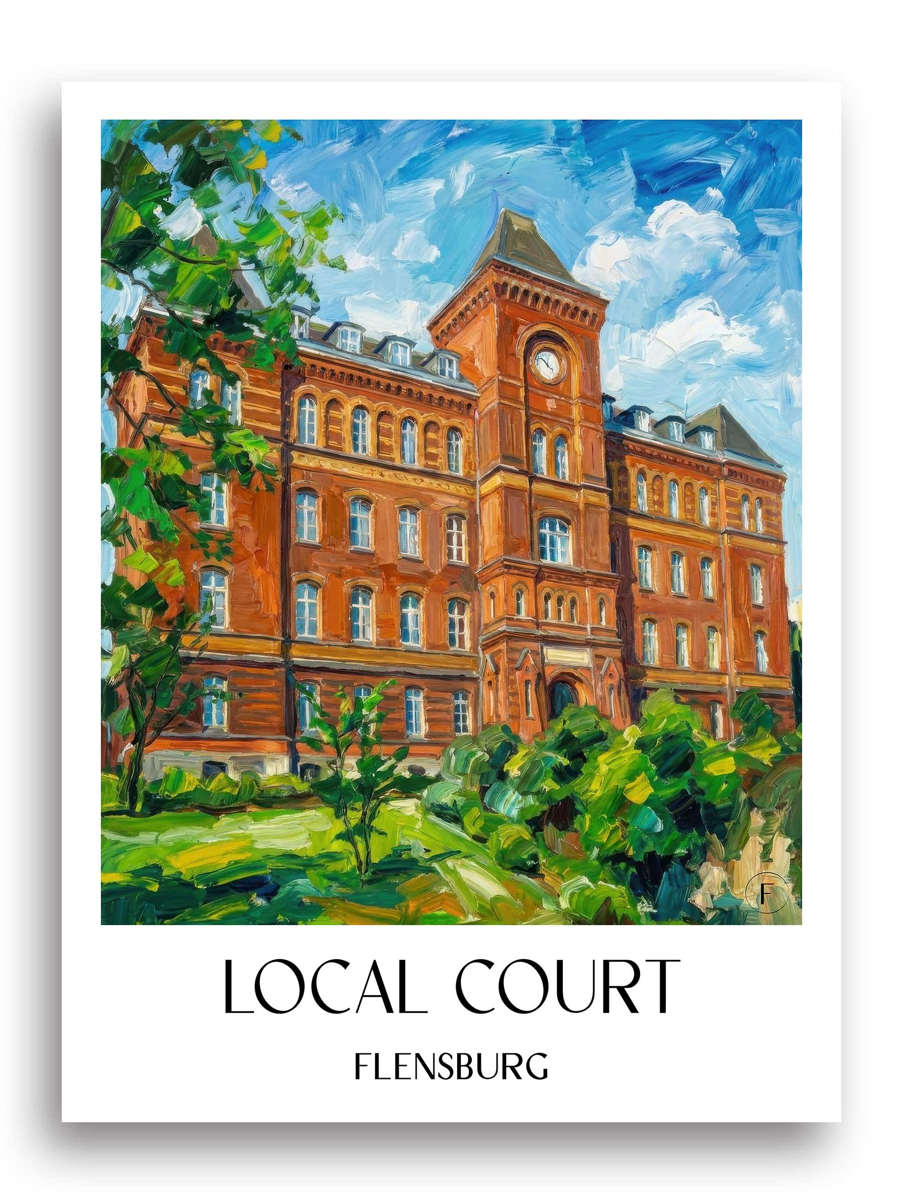 Amtsgericht Poster - Flensburg - Deutschland Kunstdruck - Ölgemälde von A4 bis A1