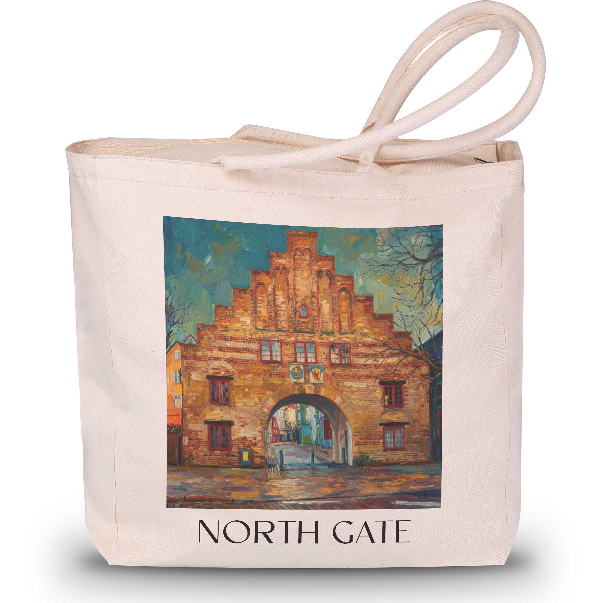 Nordertor Shopping Tasche - Flensburg - Deutschland Tote Bag - Einkaufstasche im Ölgemälde Stil