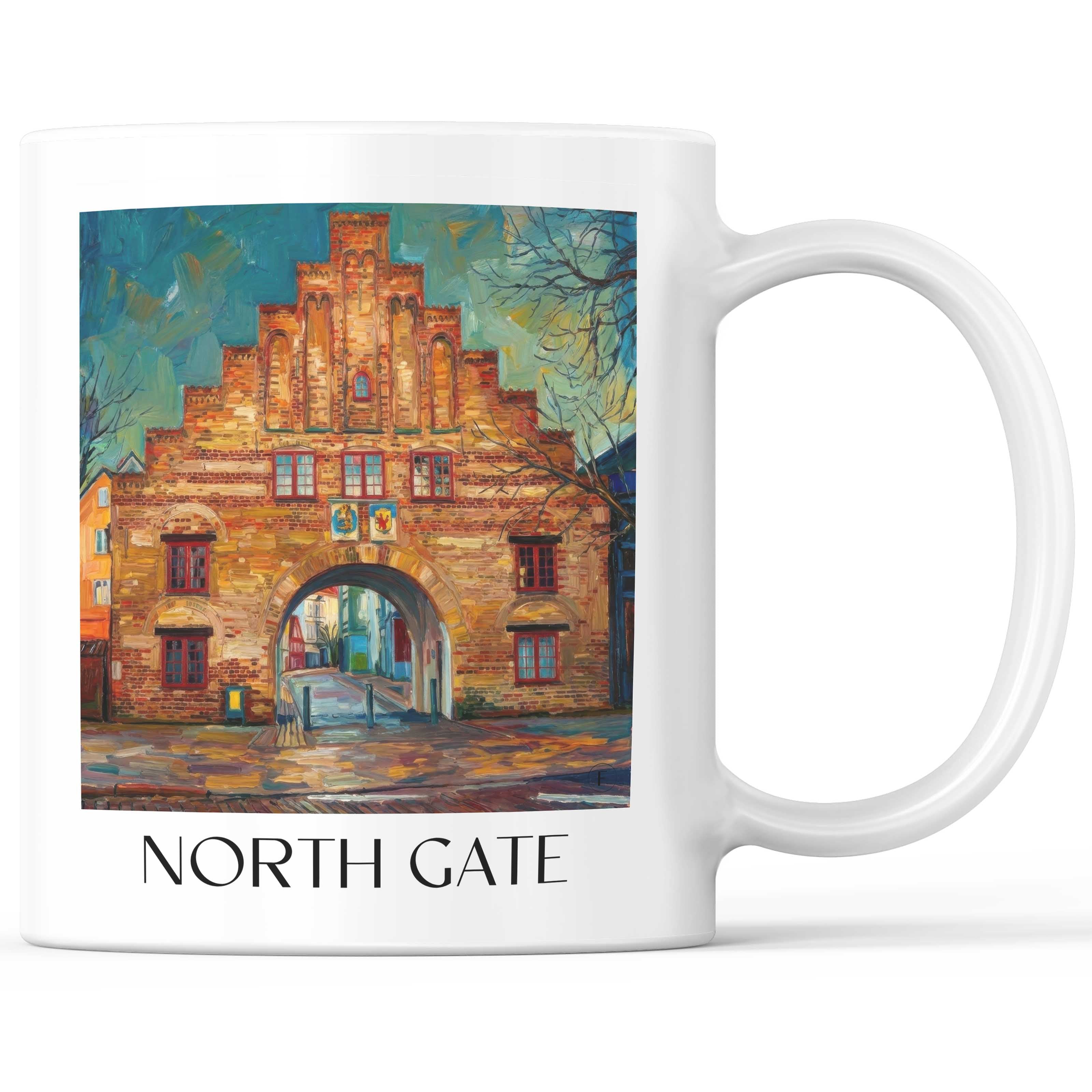 Nordertor Kaffeebecher - Flensburg - Deutschland Becher - Kaffeetasse im Ölgemälde Stil