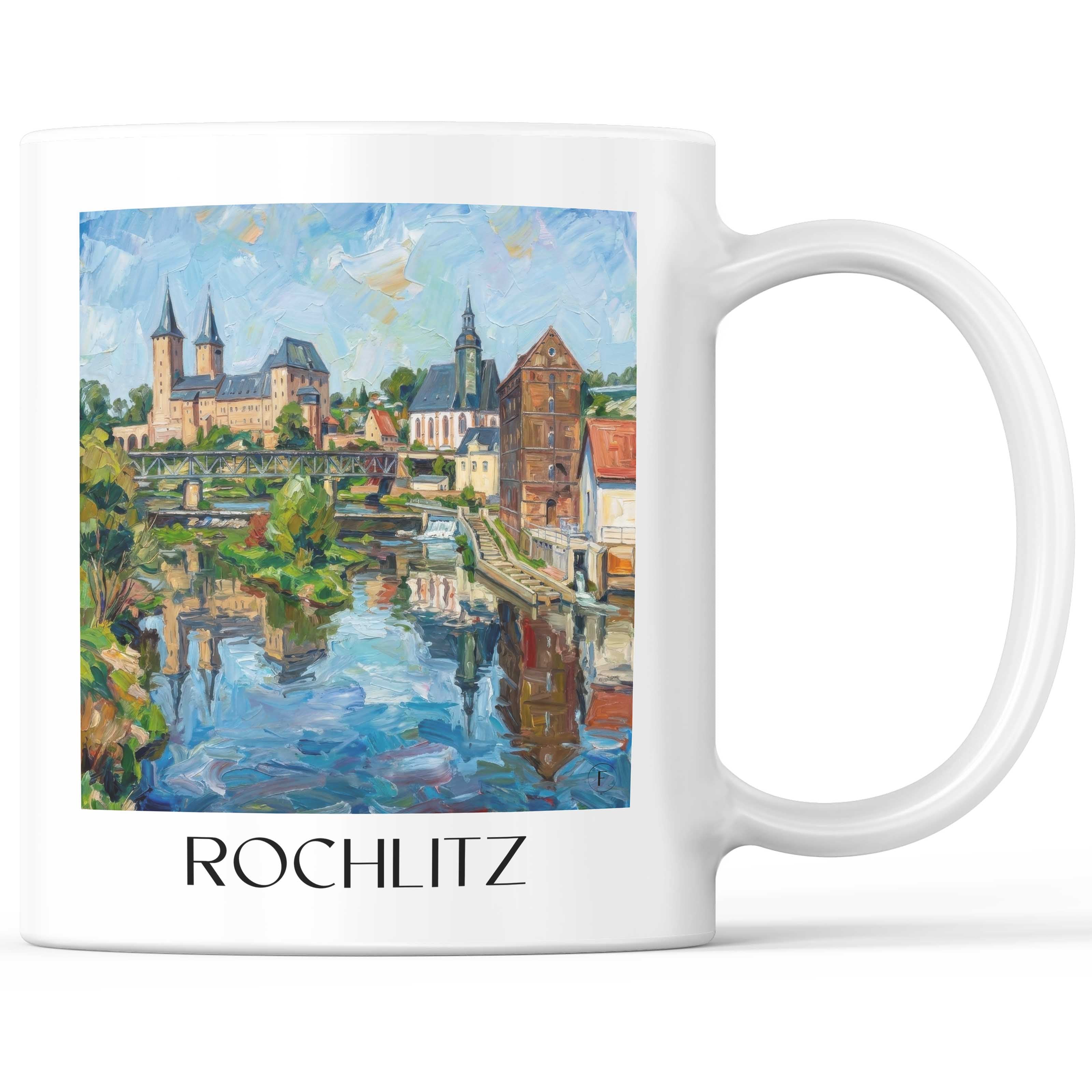 Rochlitz Kaffeebecher - Sachsen - Deutschland Becher - Kaffeetasse im Ölgemälde Stil