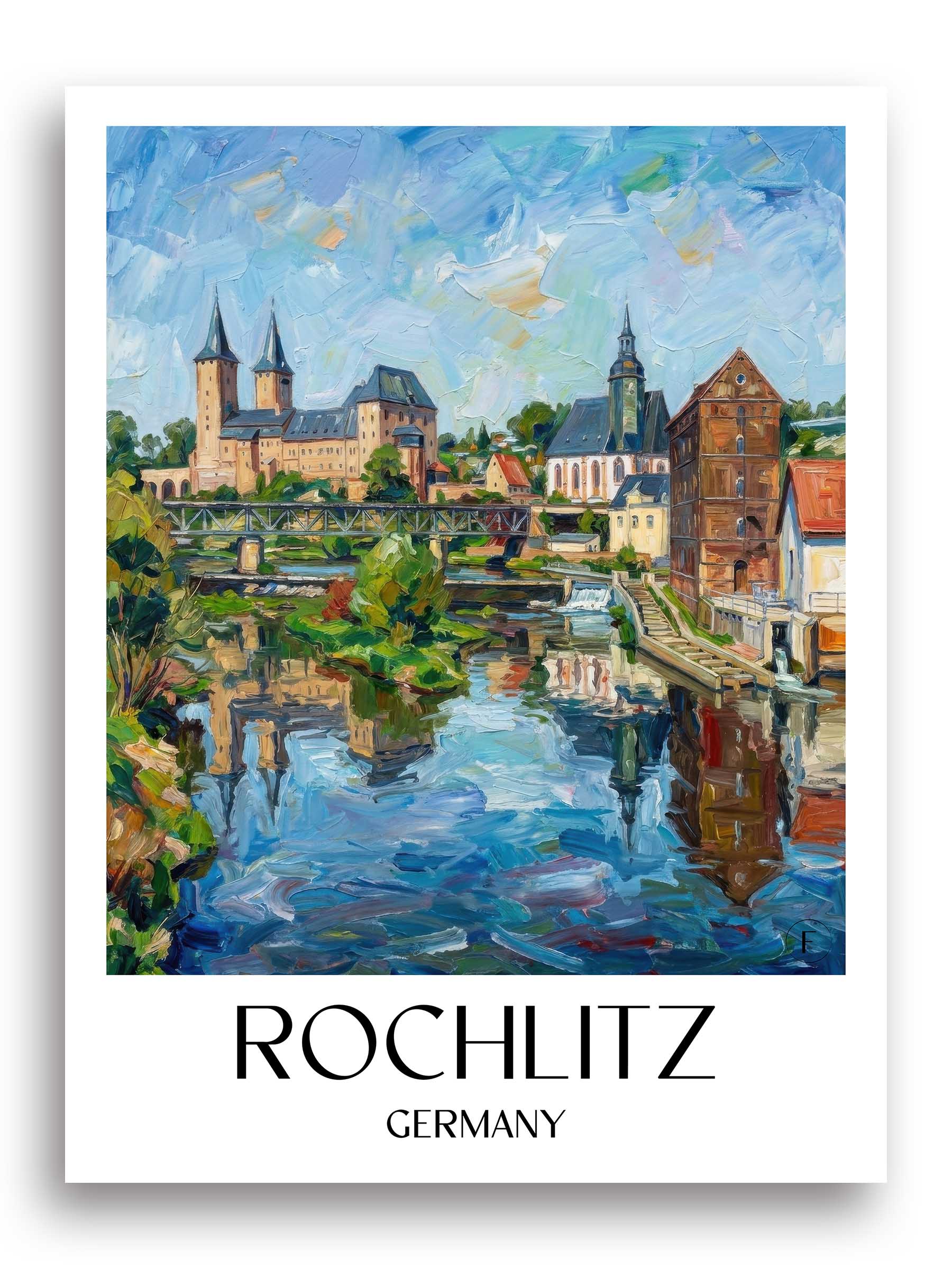 Rochlitz Poster - Sachsen - Deutschland Kunstdruck - Ölgemälde von A4 bis A1