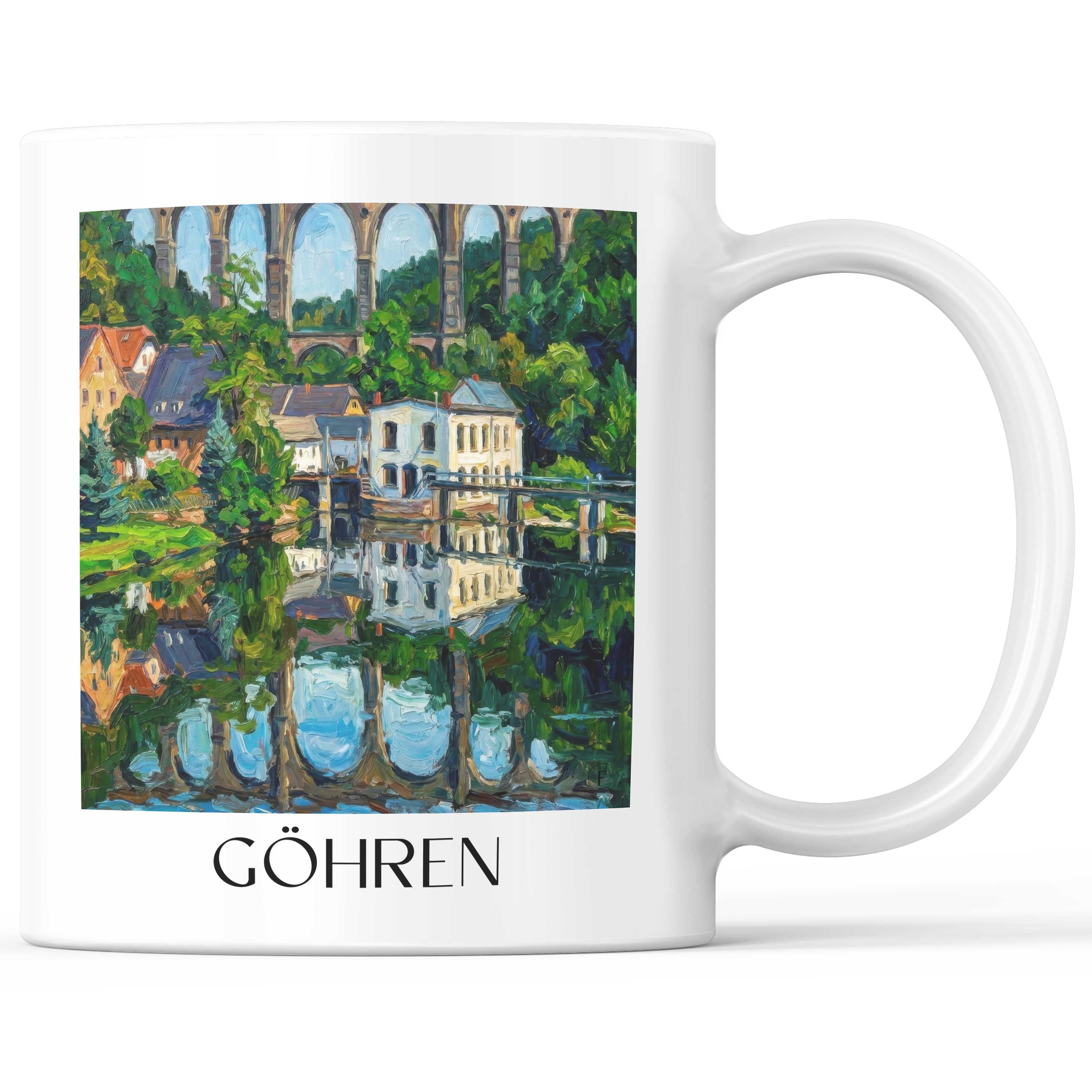 Göhren Kaffeebecher - Sachsen - Deutschland Becher - Kaffeetasse im Ölgemälde Stil