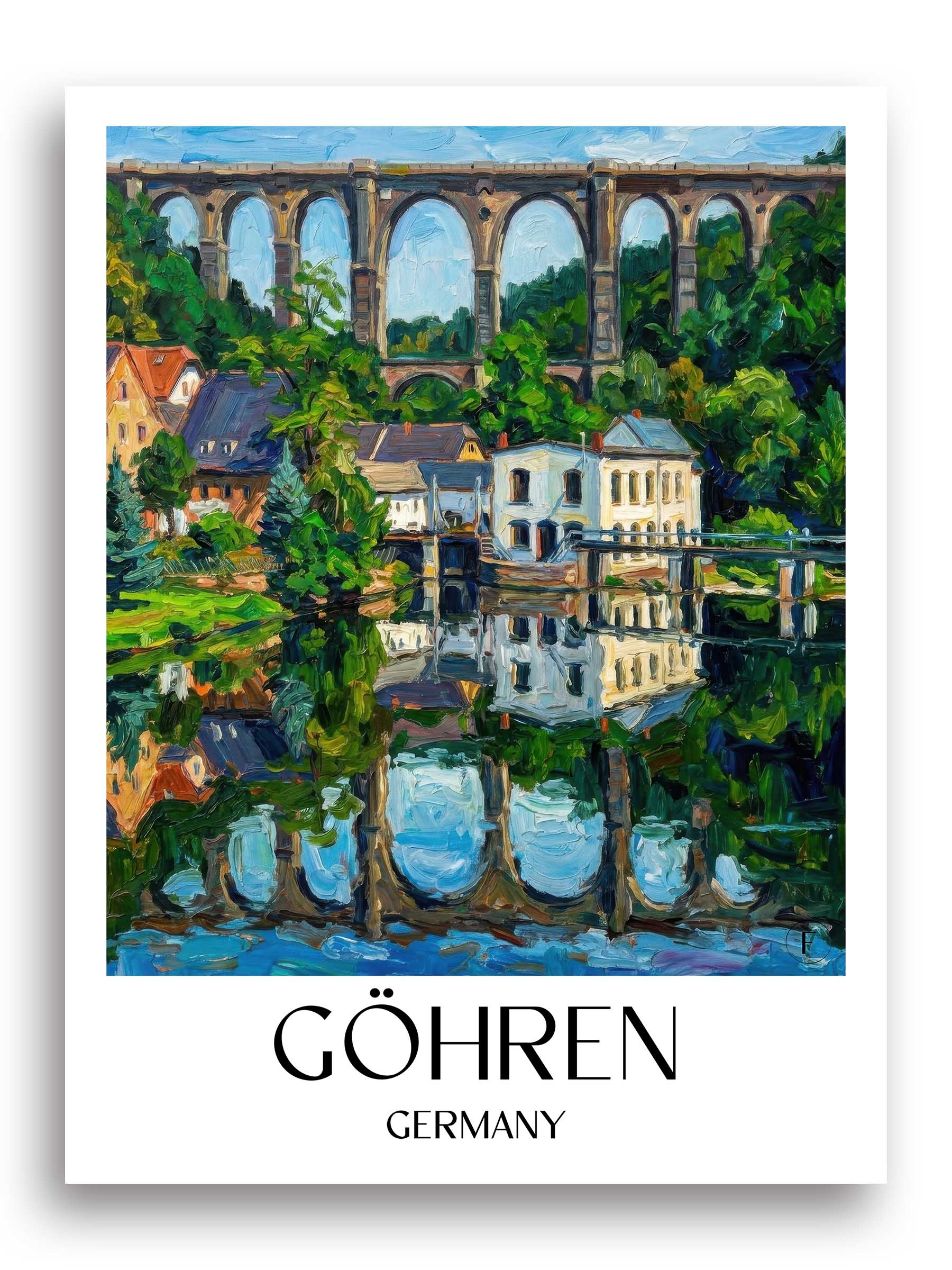 Göhren Poster - Sachsen - Deutschland Kunstdruck - Ölgemälde von A4 bis A1