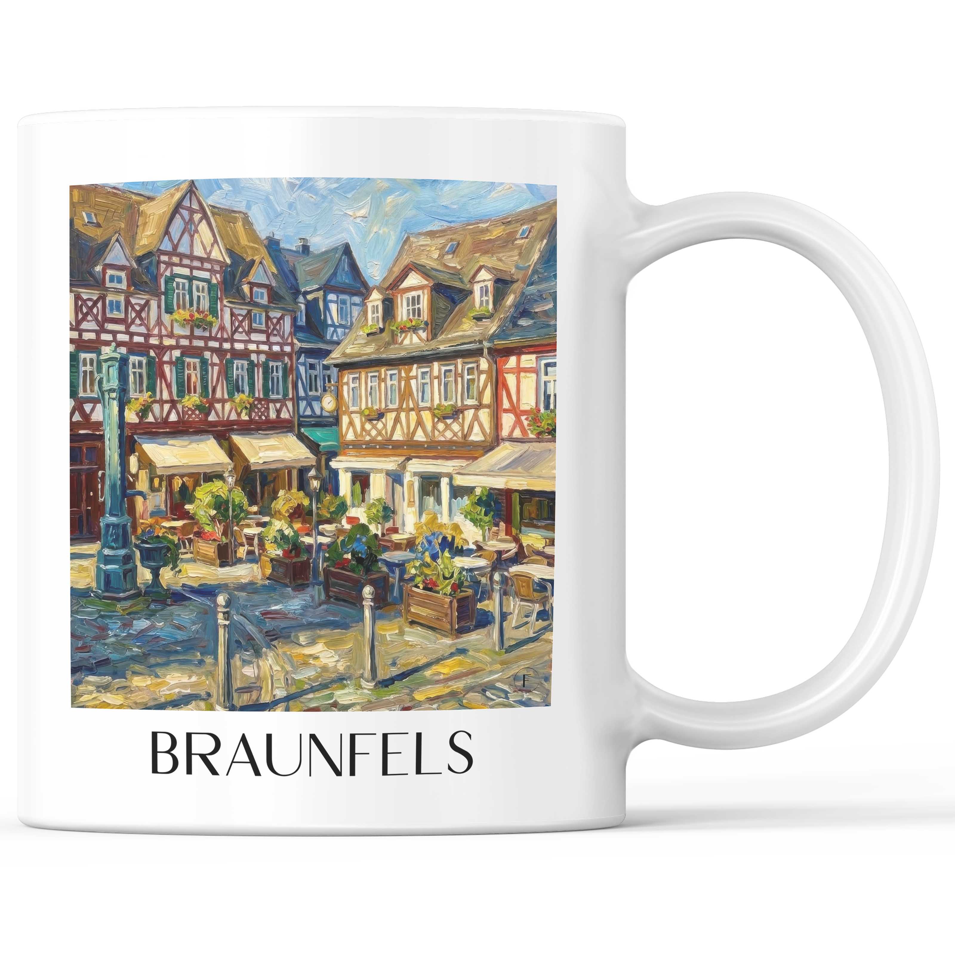 Braunfels Kaffeebecher - Hessen - Deutschland Becher - Kaffeetasse im Ölgemälde Stil