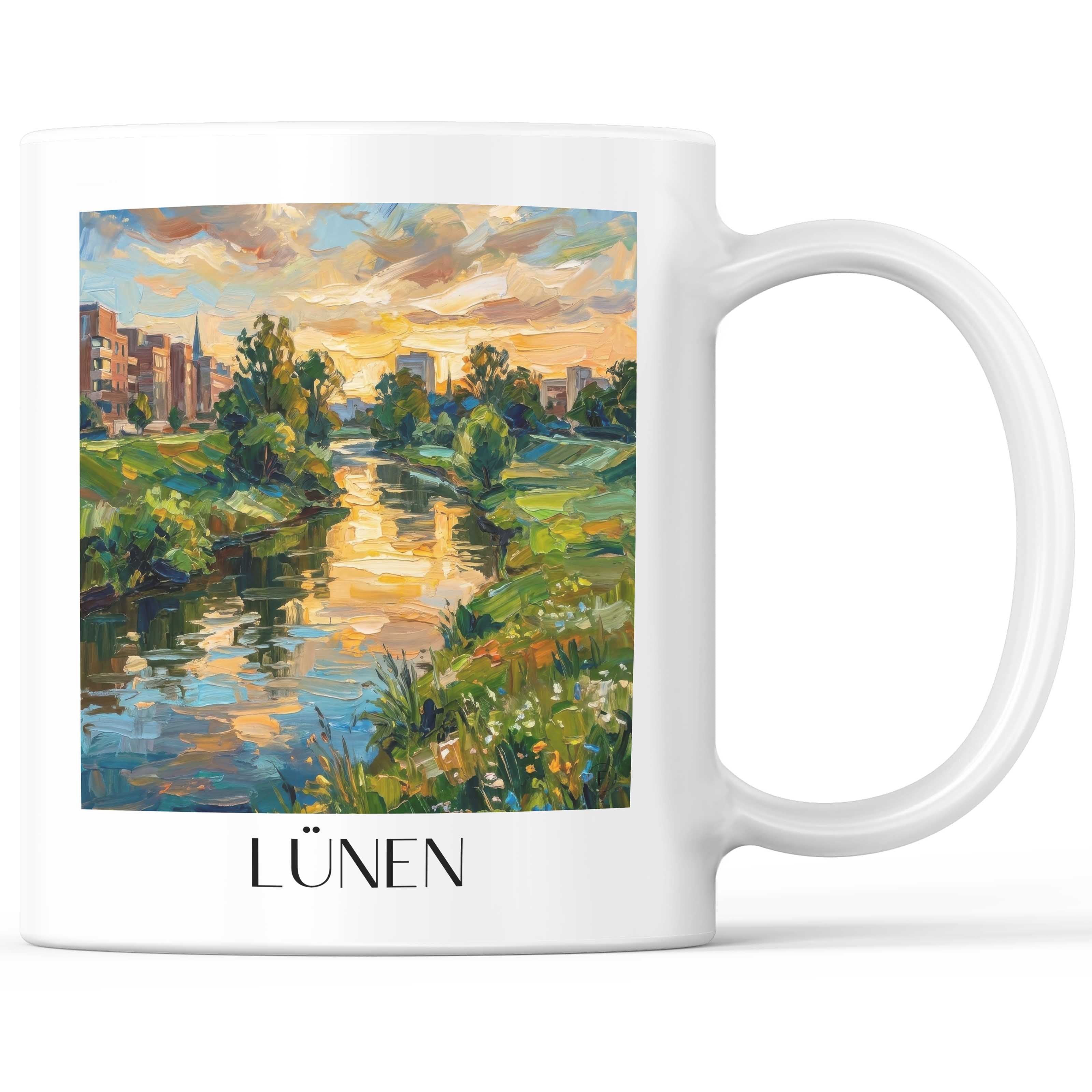 Lünen Kaffeebecher - Ruhrgebiet - Deutschland Becher - Kaffeetasse im Ölgemälde Stil