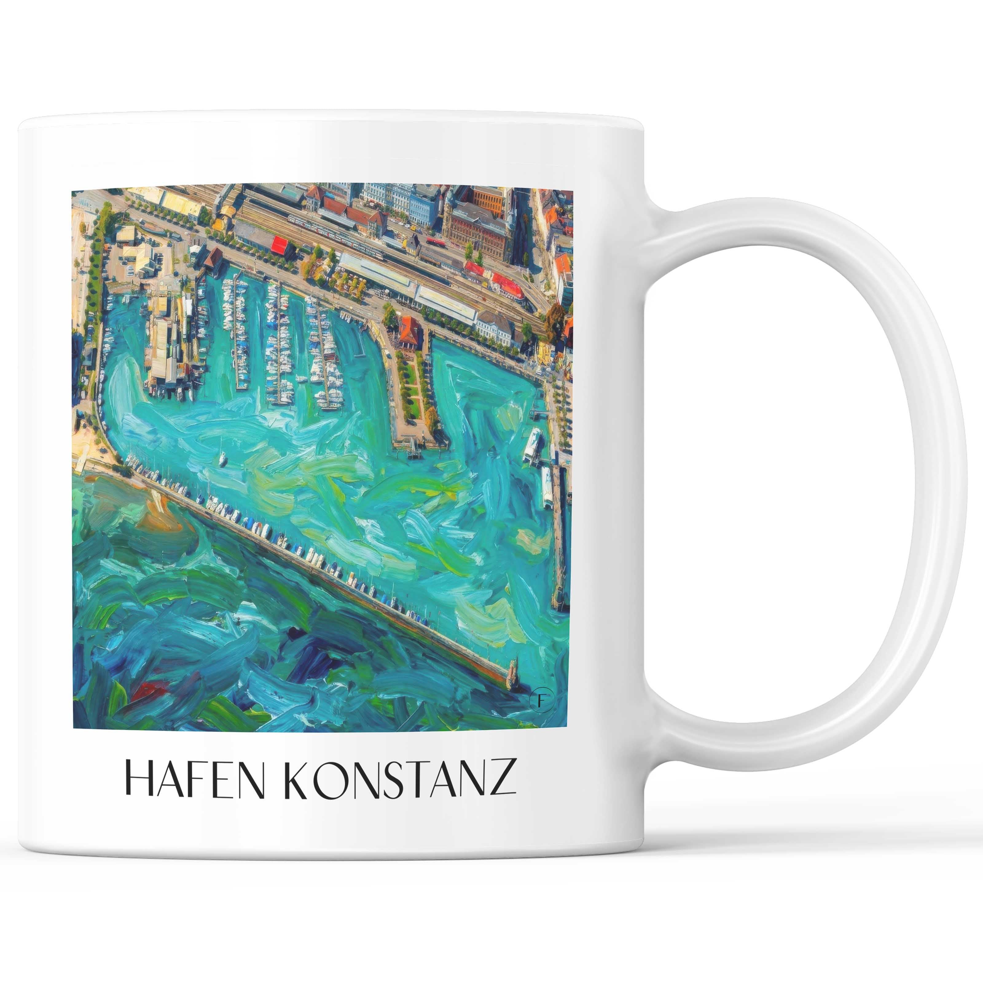 Hafen Kaffeebecher - Konstanz - Deutschland Becher - Kaffeetasse im Ölgemälde Stil