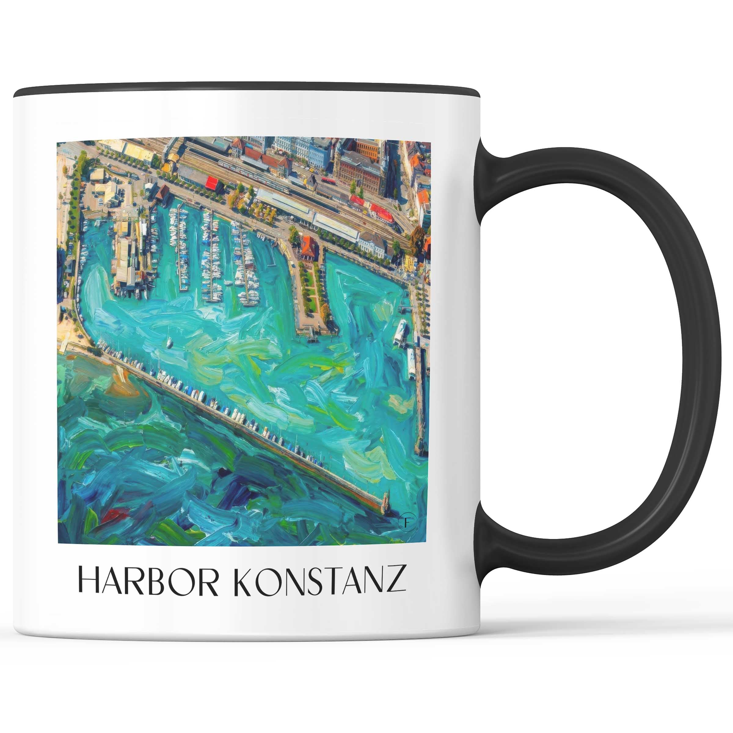 Hafen Kaffeebecher - Konstanz - Deutschland Becher - Kaffeetasse im Ölgemälde Stil