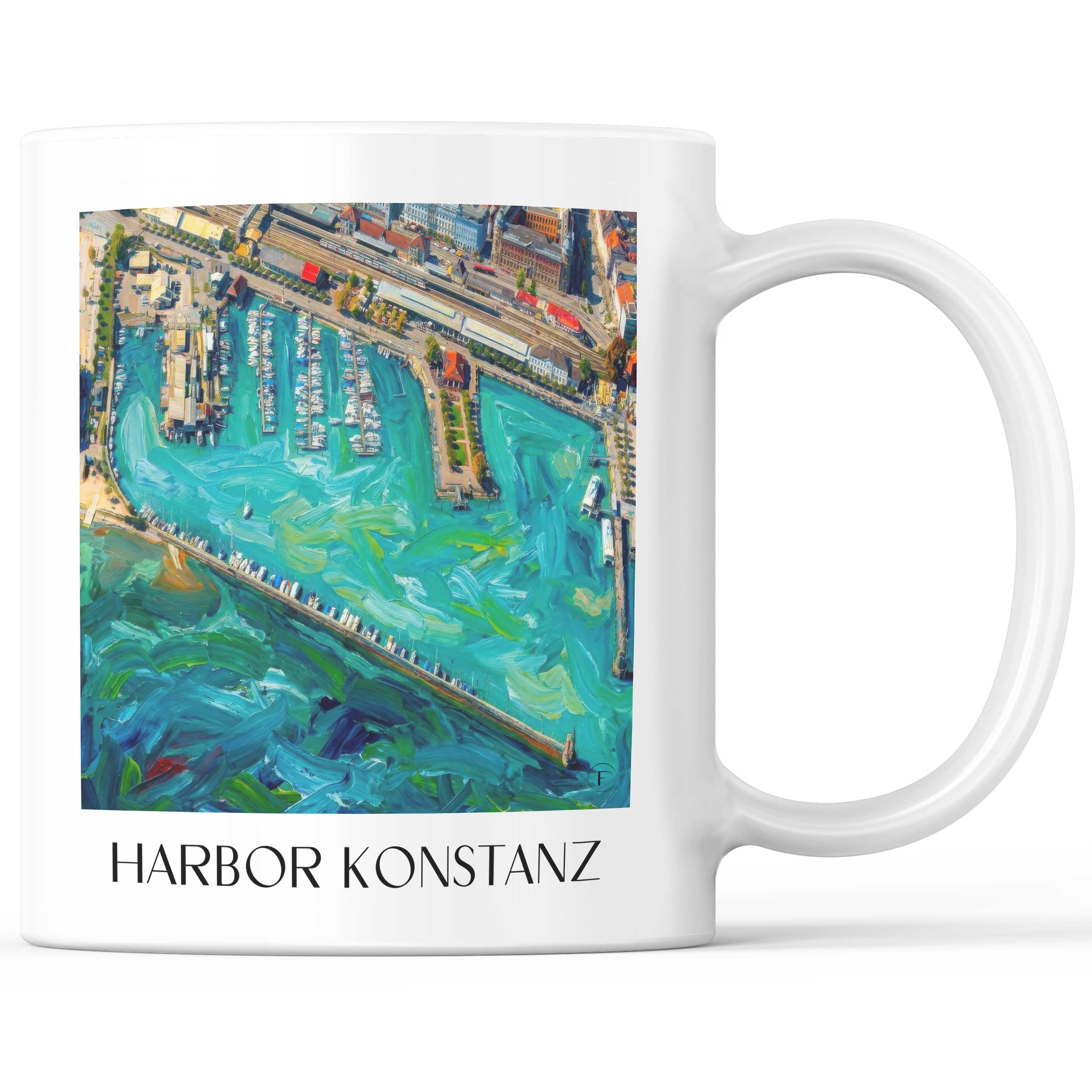 Hafen Kaffeebecher - Konstanz - Deutschland Becher - Kaffeetasse im Ölgemälde Stil