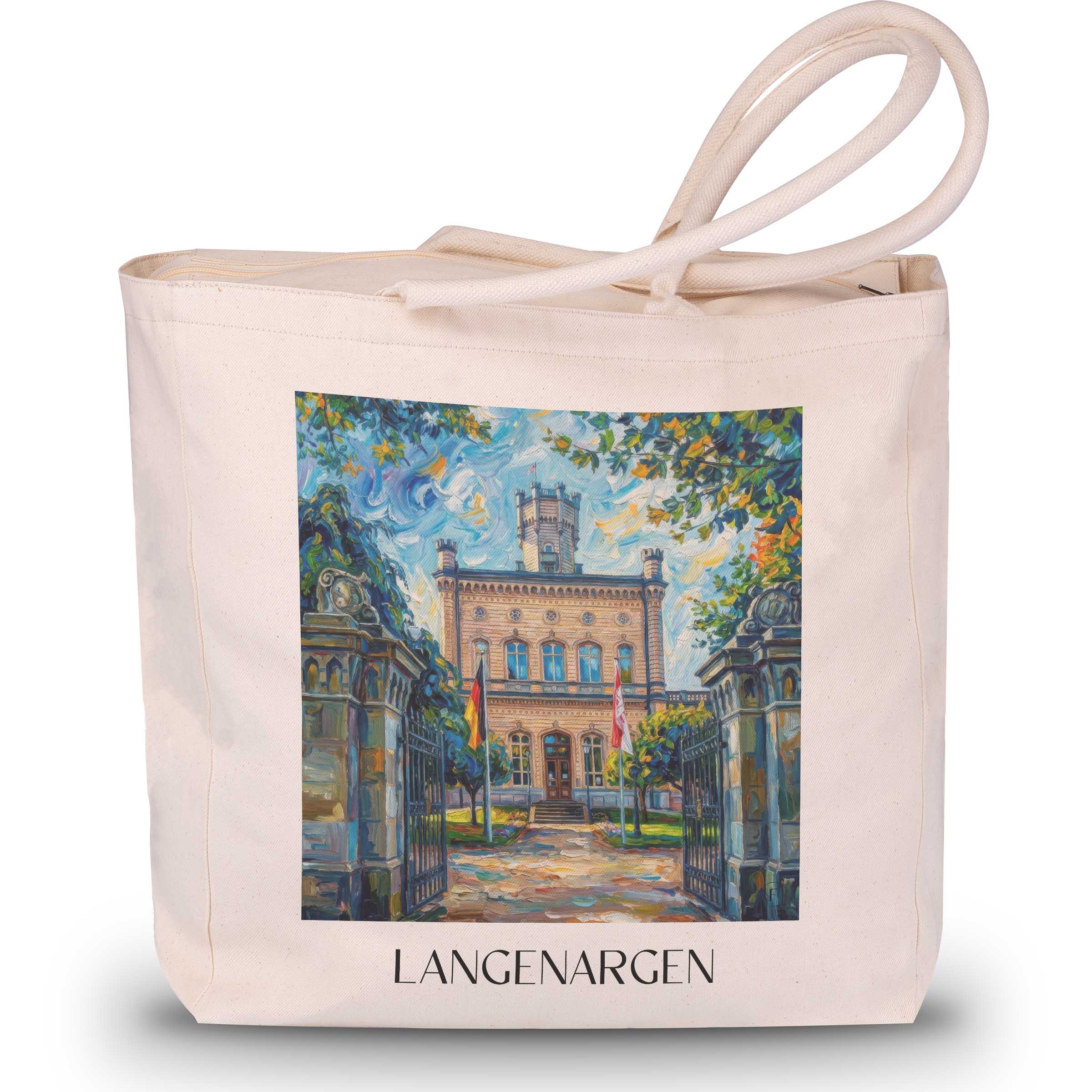 Langenargen Shopping Tasche - Bodensee - Deutschland Tote Bag - Einkaufstasche im Ölgemälde Stil